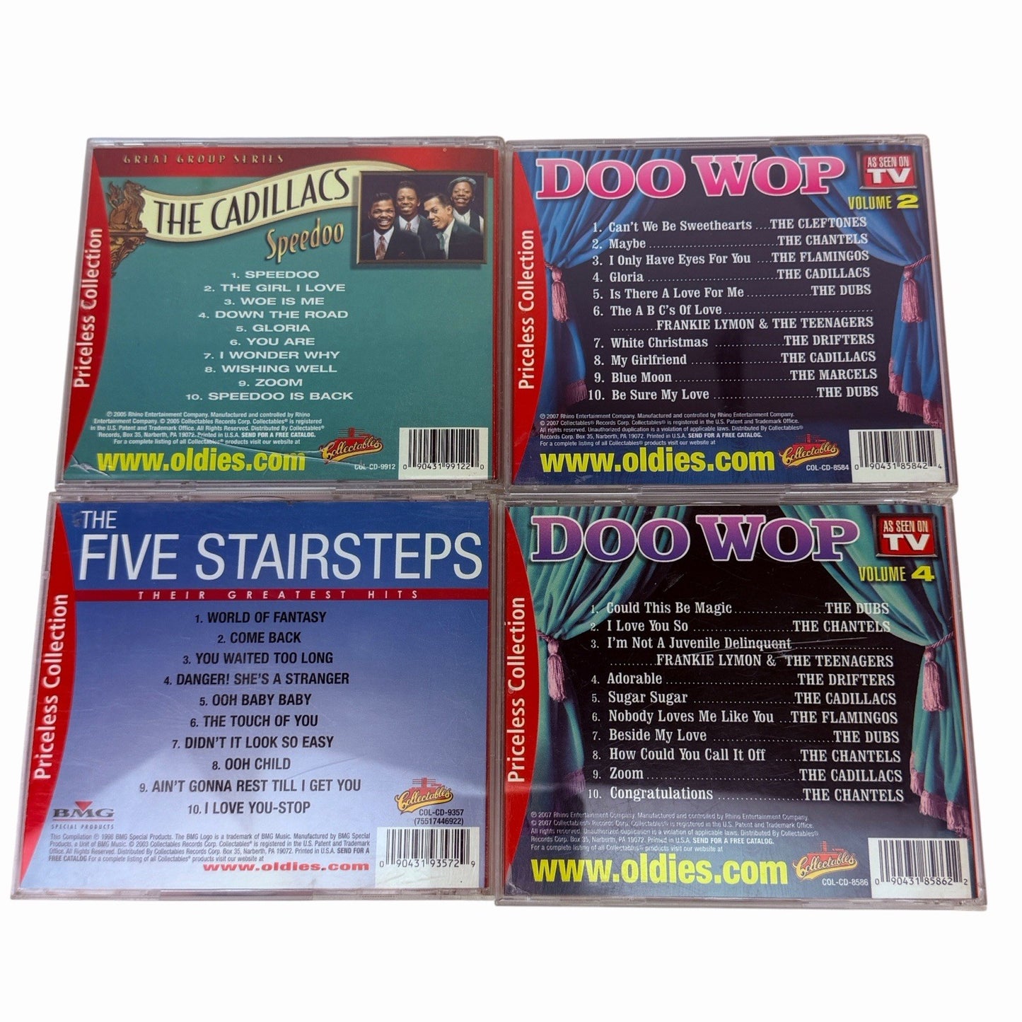 Lot Of 4 Doo Wop CD’s Five Stairsteps CADILLACS SPEEDOO As Seen On TV Vol 2 & 4