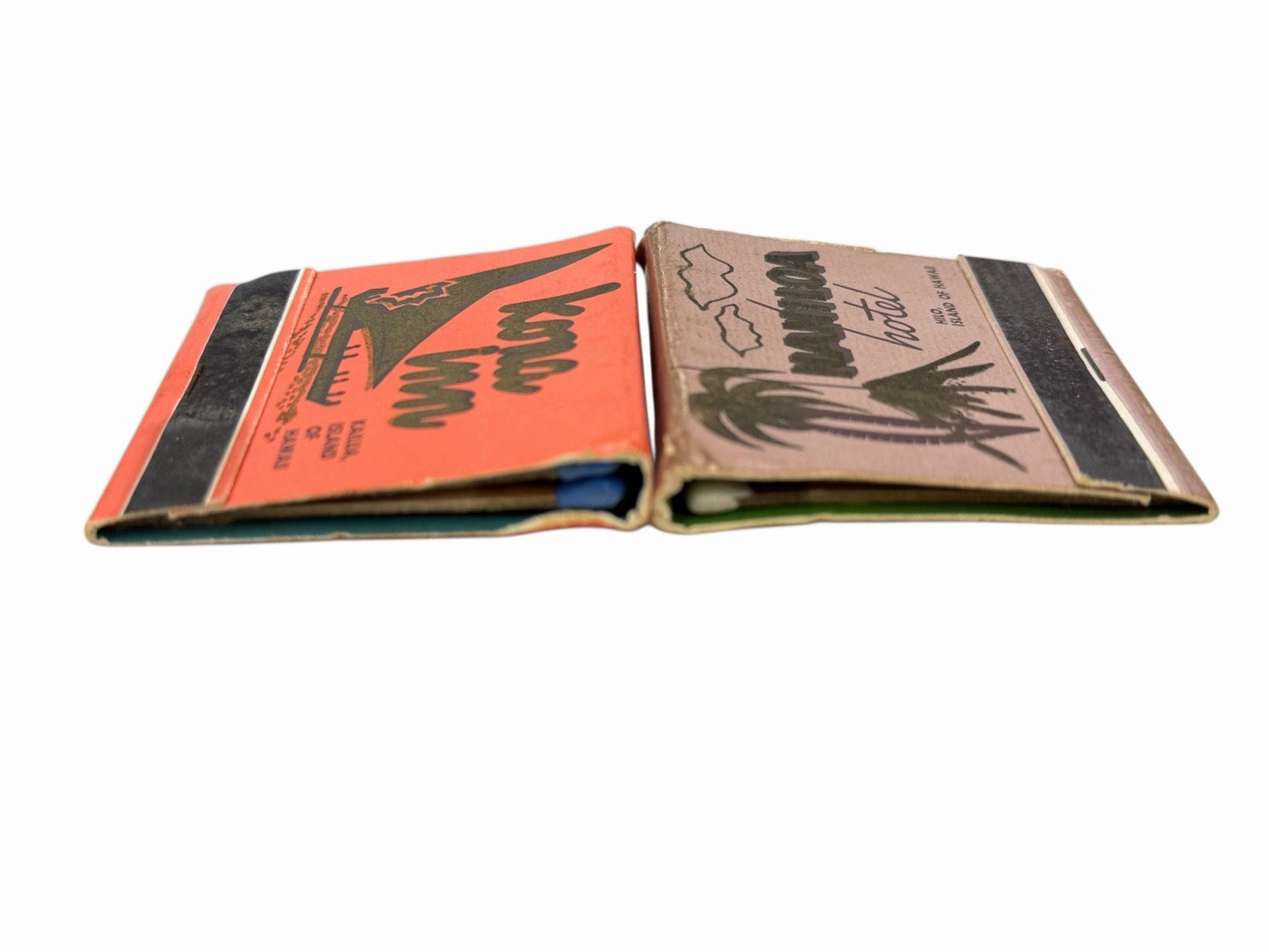 Vintage KONA INN & NANILOA HOTEL Hilo Kailua HAWAII Matchbooks MCM Art Design