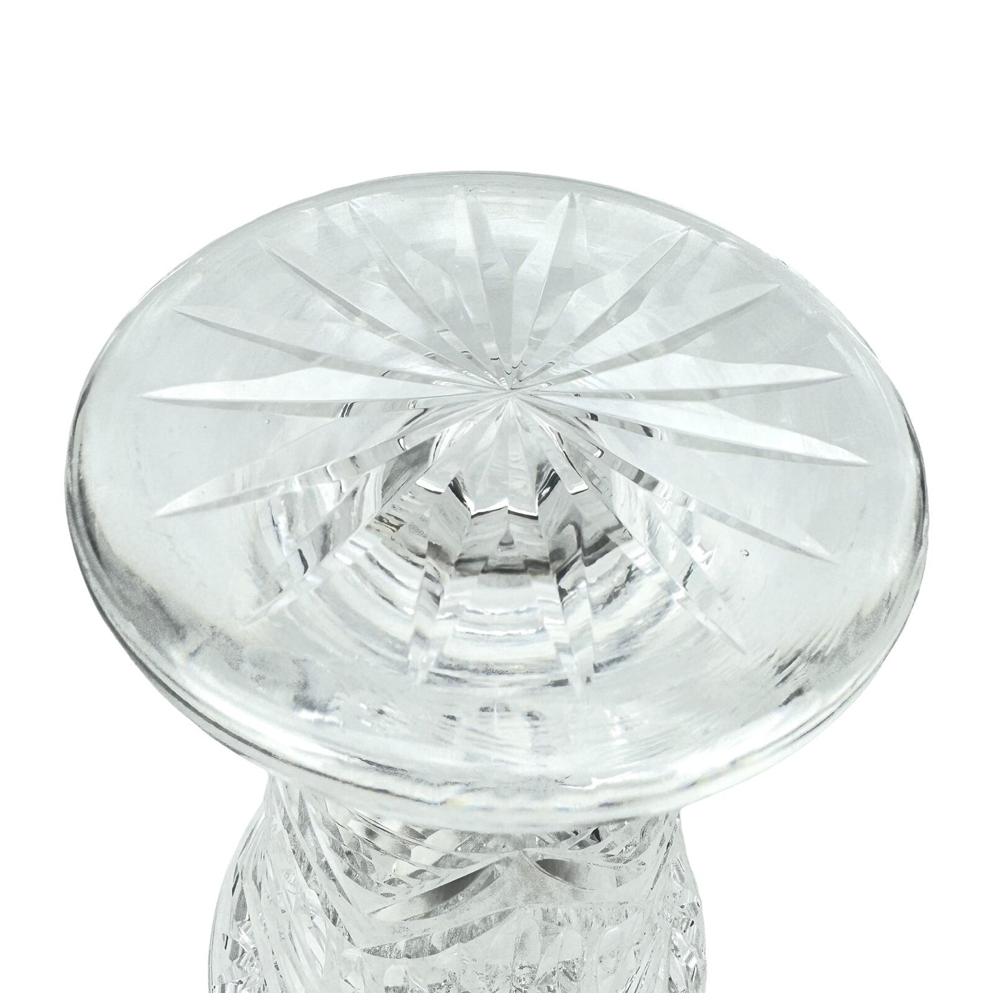 Vintage WATERFORD 10” Cut Crystal Fan Footed Flower Vase SIGNED Gothic Mark