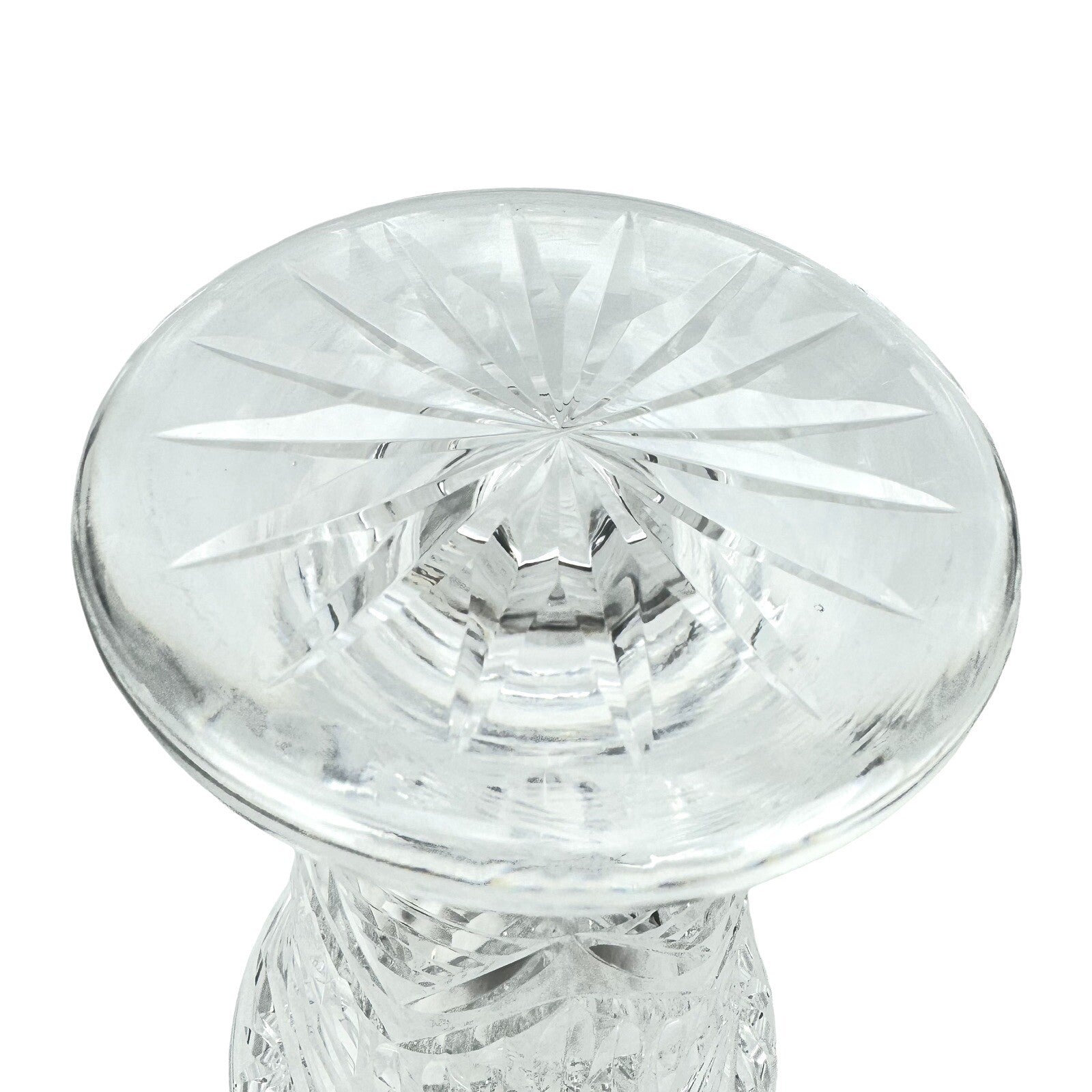 Vintage WATERFORD 10” Cut Crystal Fan Footed Flower Vase SIGNED Gothic Mark