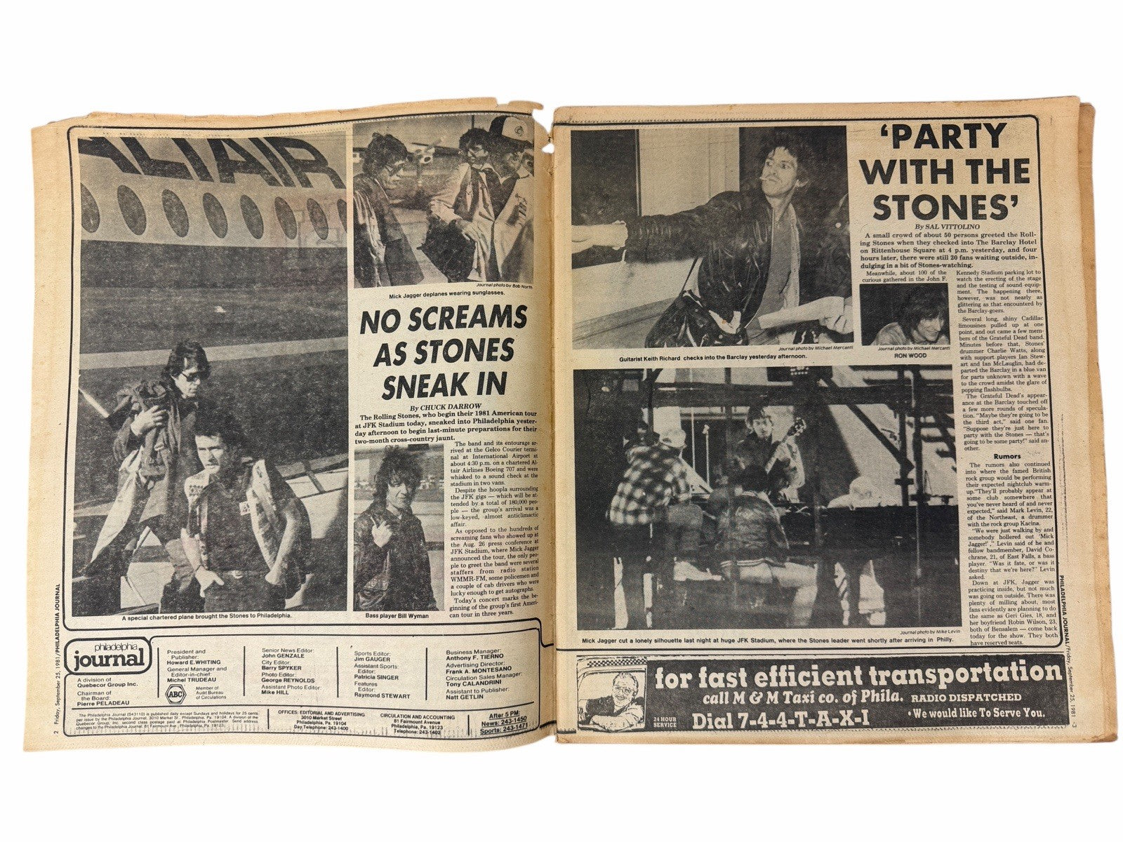 ROLLING STONES Sept 25, 1981 Philadelphia Journal NEWSPAPER Poster