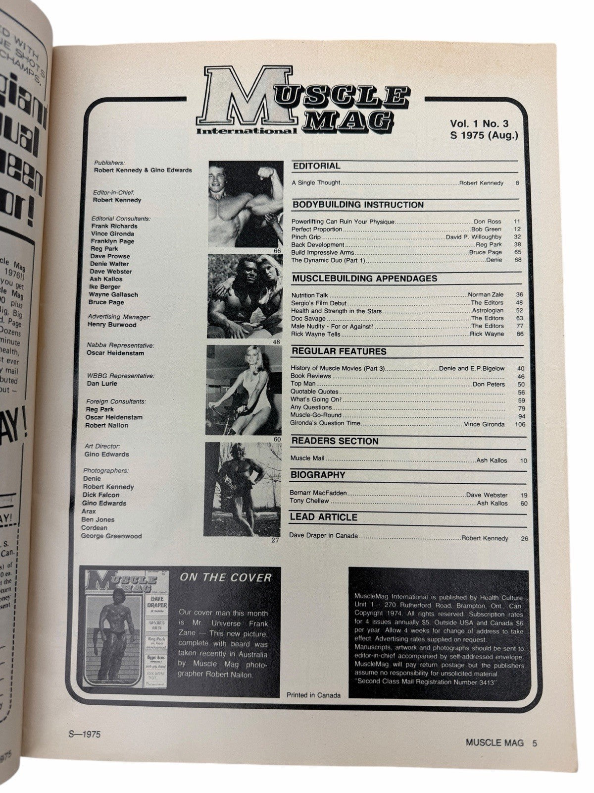 MUSCLE MAG INTERNATIONAL Vol 1 Issue 2 & 3 Rafael Olivera Frank Zane Bodybuilder