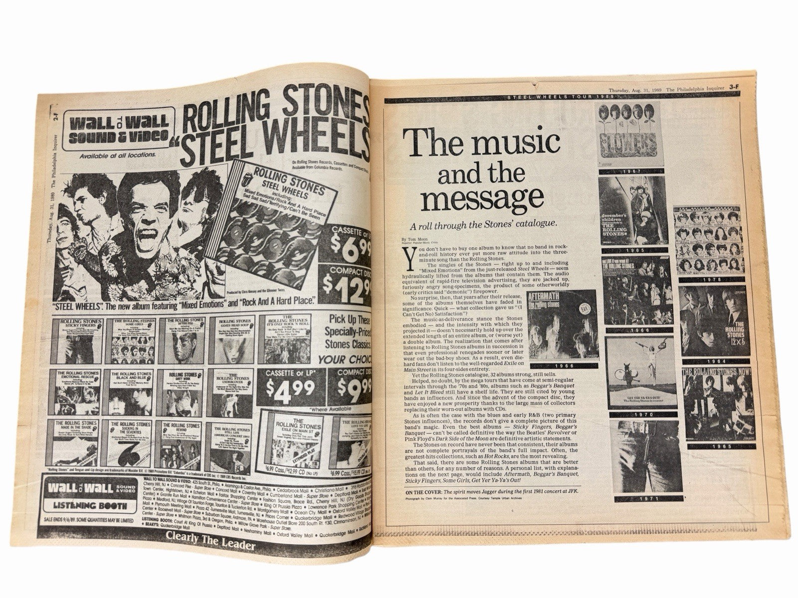 Vintage 1989 ROLLING STONES Steel Wheels Tour PHILADELPHIA INQUIRER Newspaper