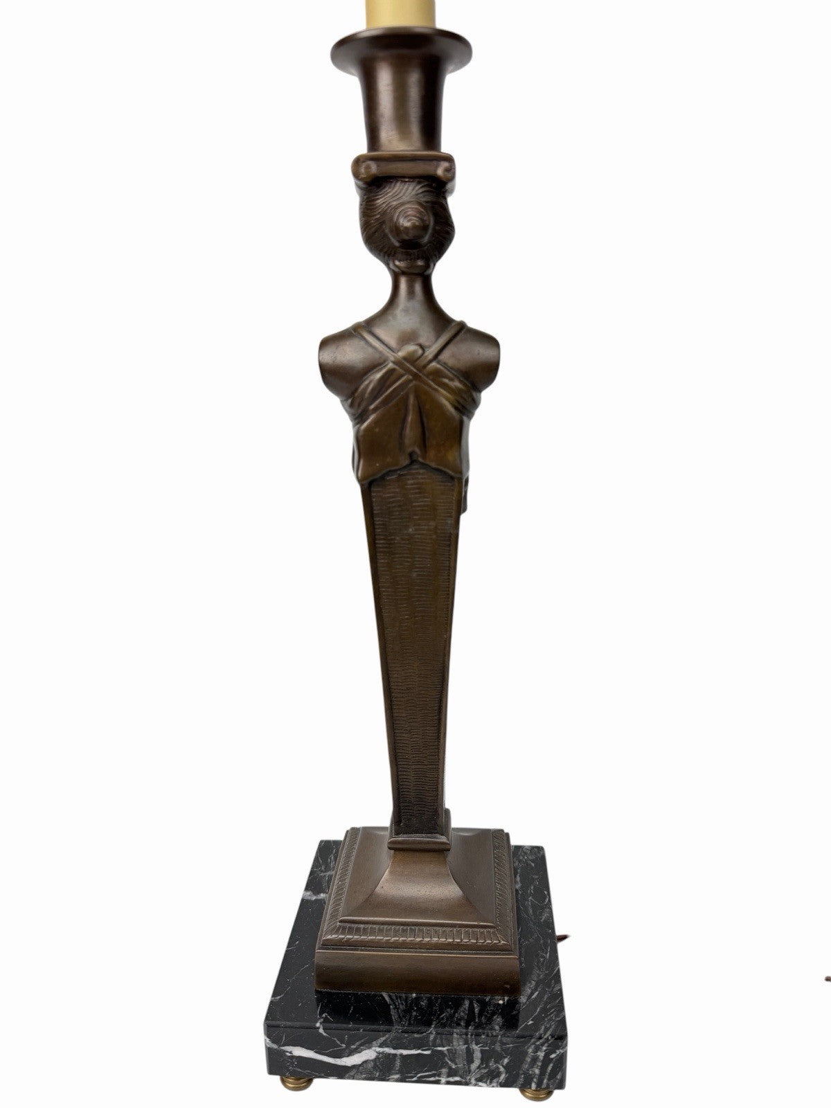 Vintage Hollywood Regency Neoclassical Caryatid Lady Brass Marble Table Lamp 32”