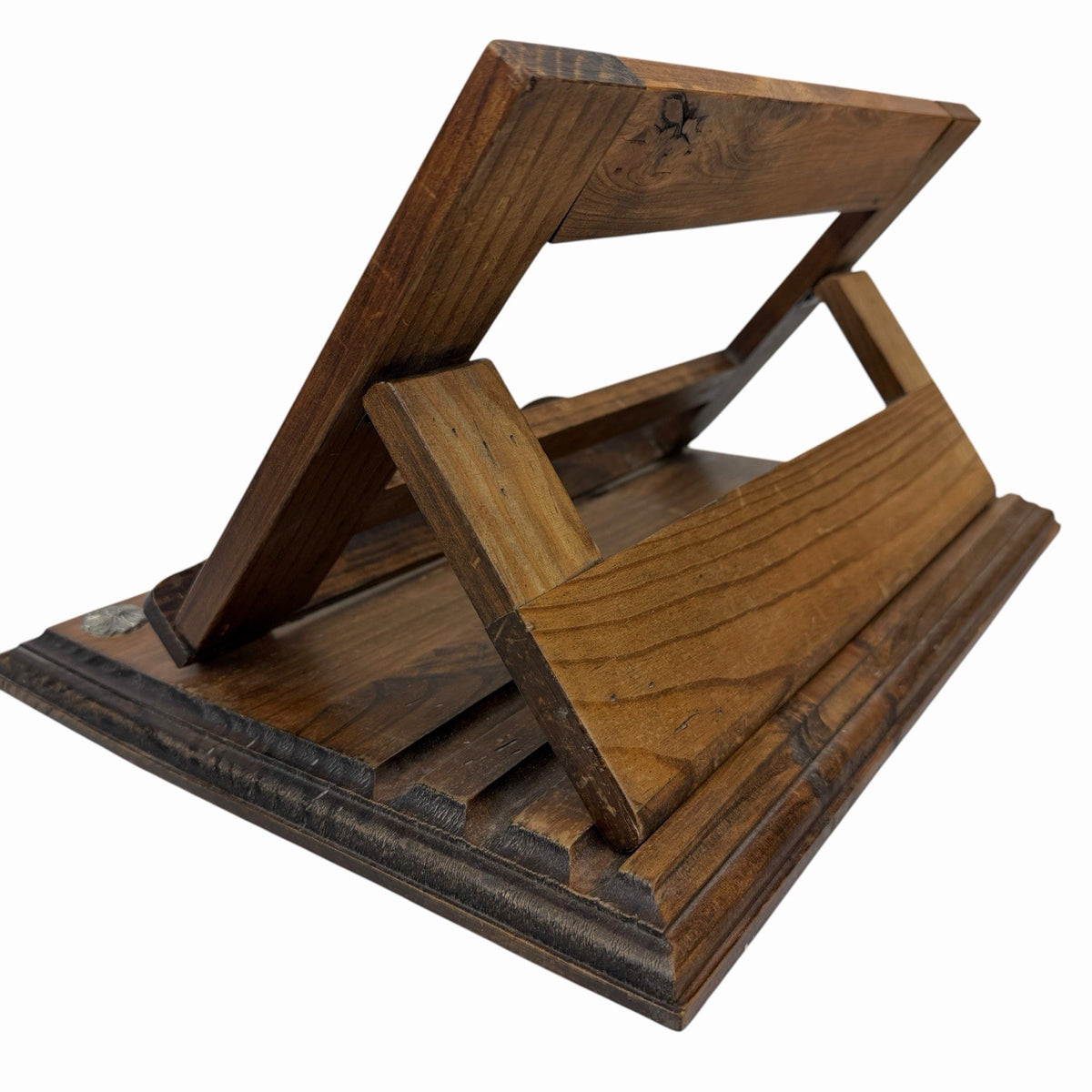 Vintage Spanish Carved Wood Tabletop Missal Book Music Stand Lectern Molded Base