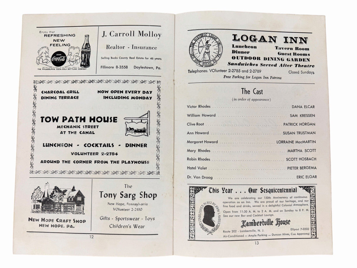 Vintage 1962 Bucks County Playhouse NEW HOPE PA Playbill & Season Handbill Flyer