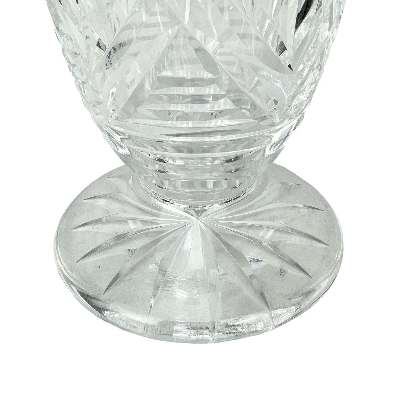 Vintage WATERFORD 10” Cut Crystal Fan Footed Flower Vase SIGNED Gothic Mark
