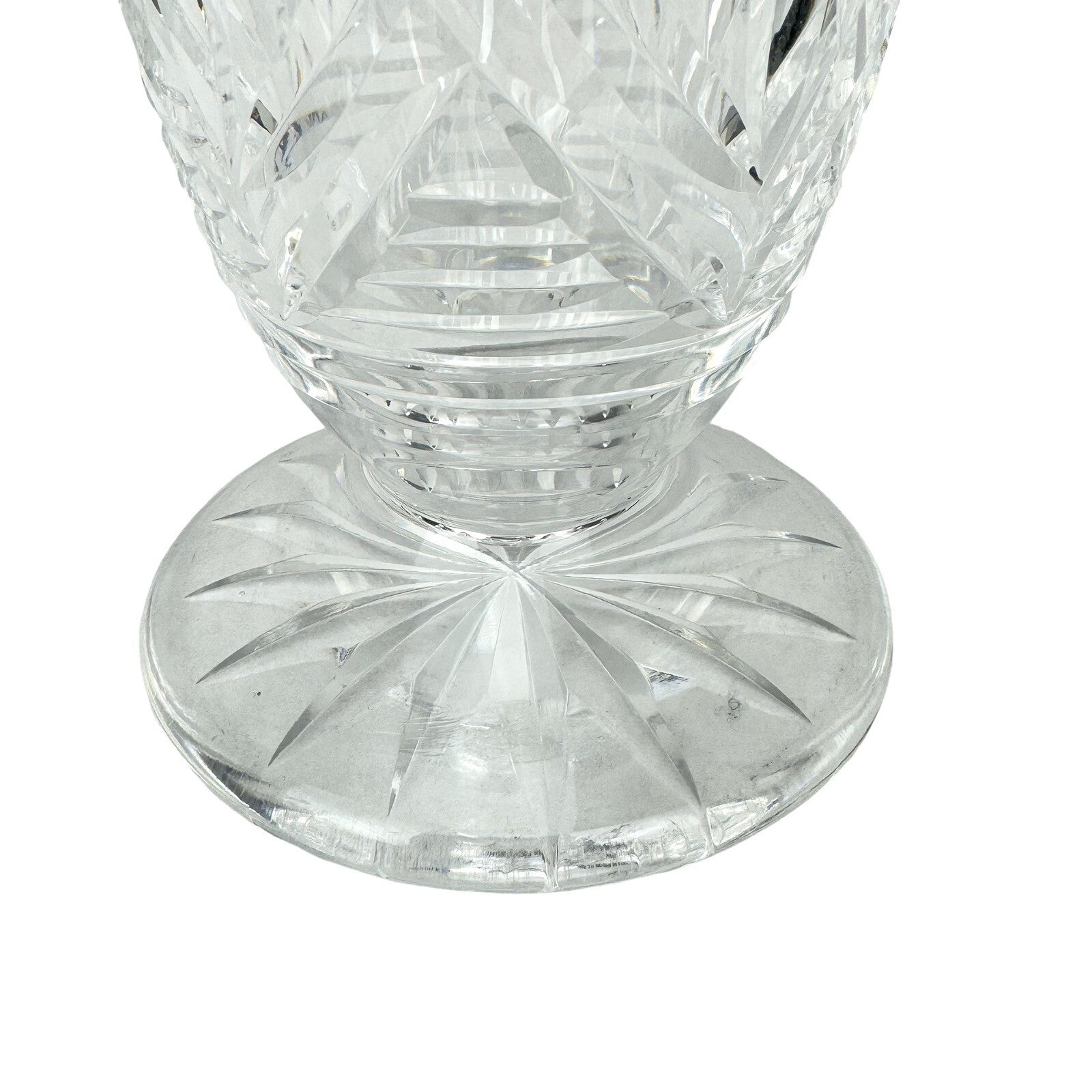 Vintage WATERFORD 10” Cut Crystal Fan Footed Flower Vase SIGNED Gothic Mark