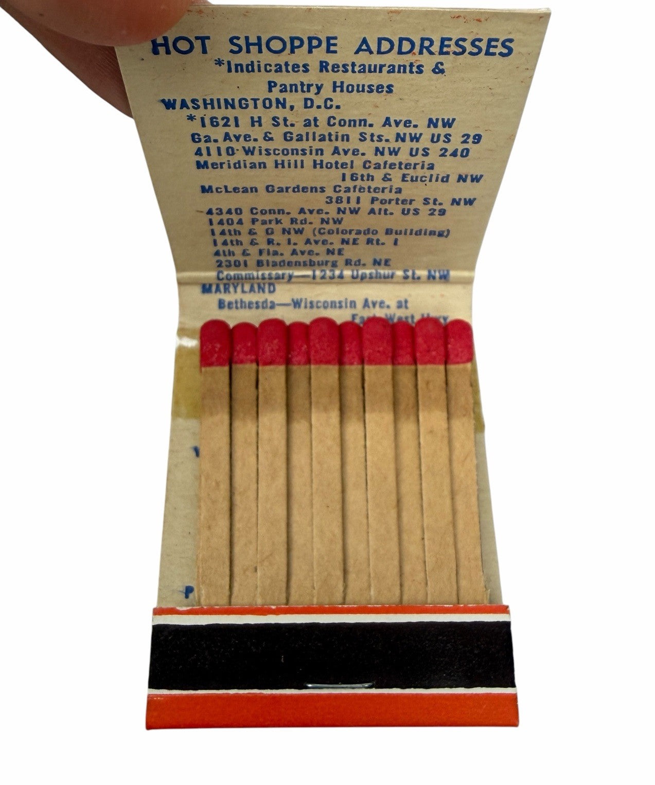 Vintage 1950’s HOT SHOPPES Drive-In Restaurants Advertising Matchbook Unstruck