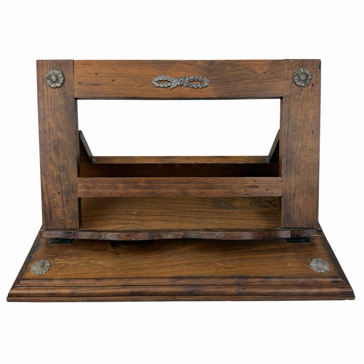 Vintage Spanish Carved Wood Tabletop Missal Book Music Stand Lectern Molded Base