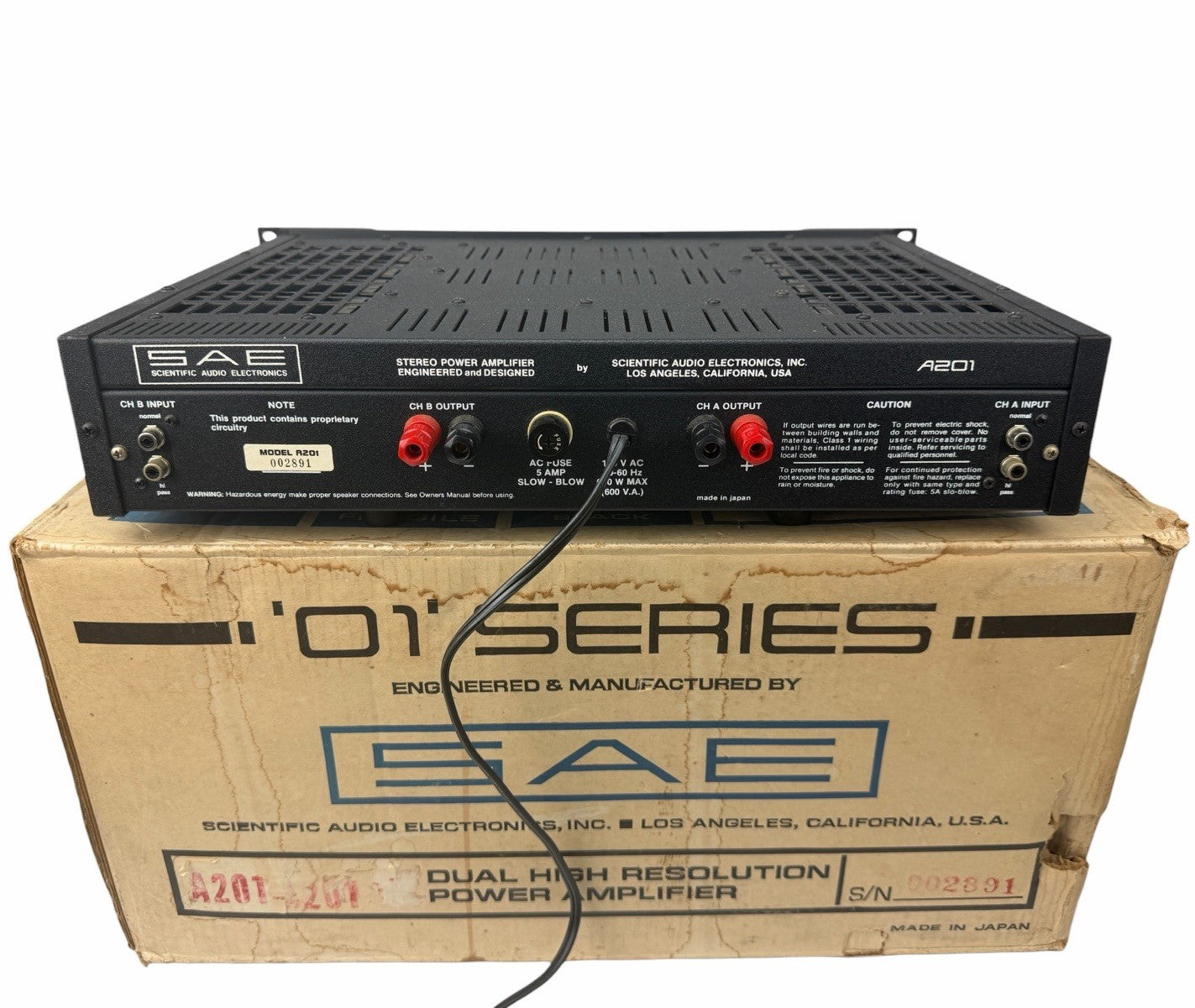 SAE A-201 A201 “01 Series” Dual High Resolution Power Amplifier VINTAGE IN BOX