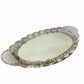 Vintage Oval Mirrored Perfume TRAY Vanity w/ Cut Crystal Glass Rim & Handles 17”