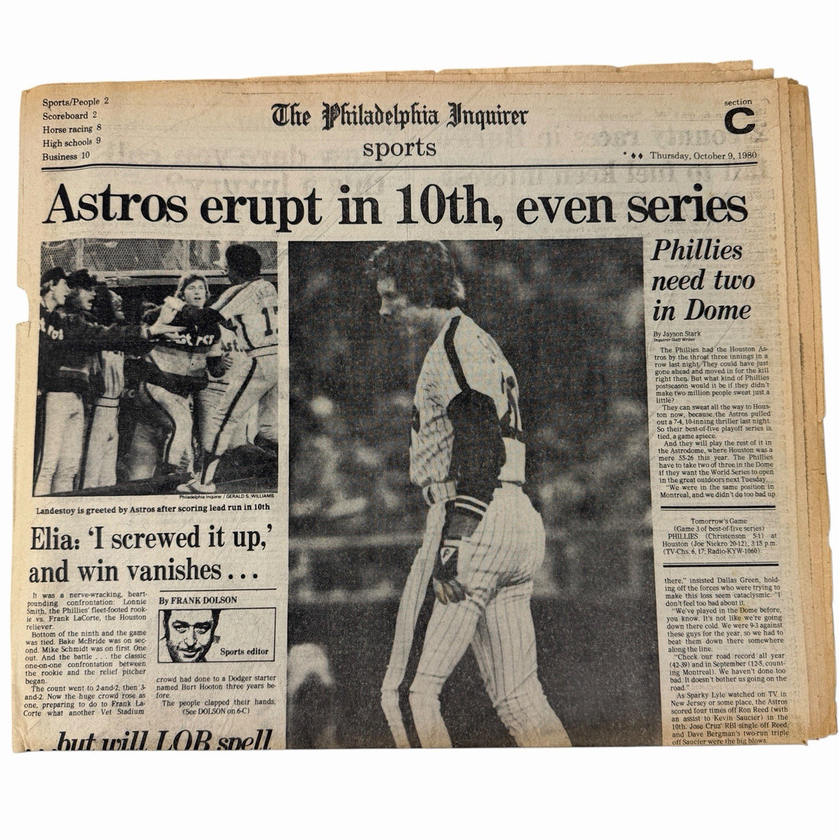 PHILLIES 1980 WORLD SERIES CHAMPIONS Philadelphia Inquirer Newspaper Collection