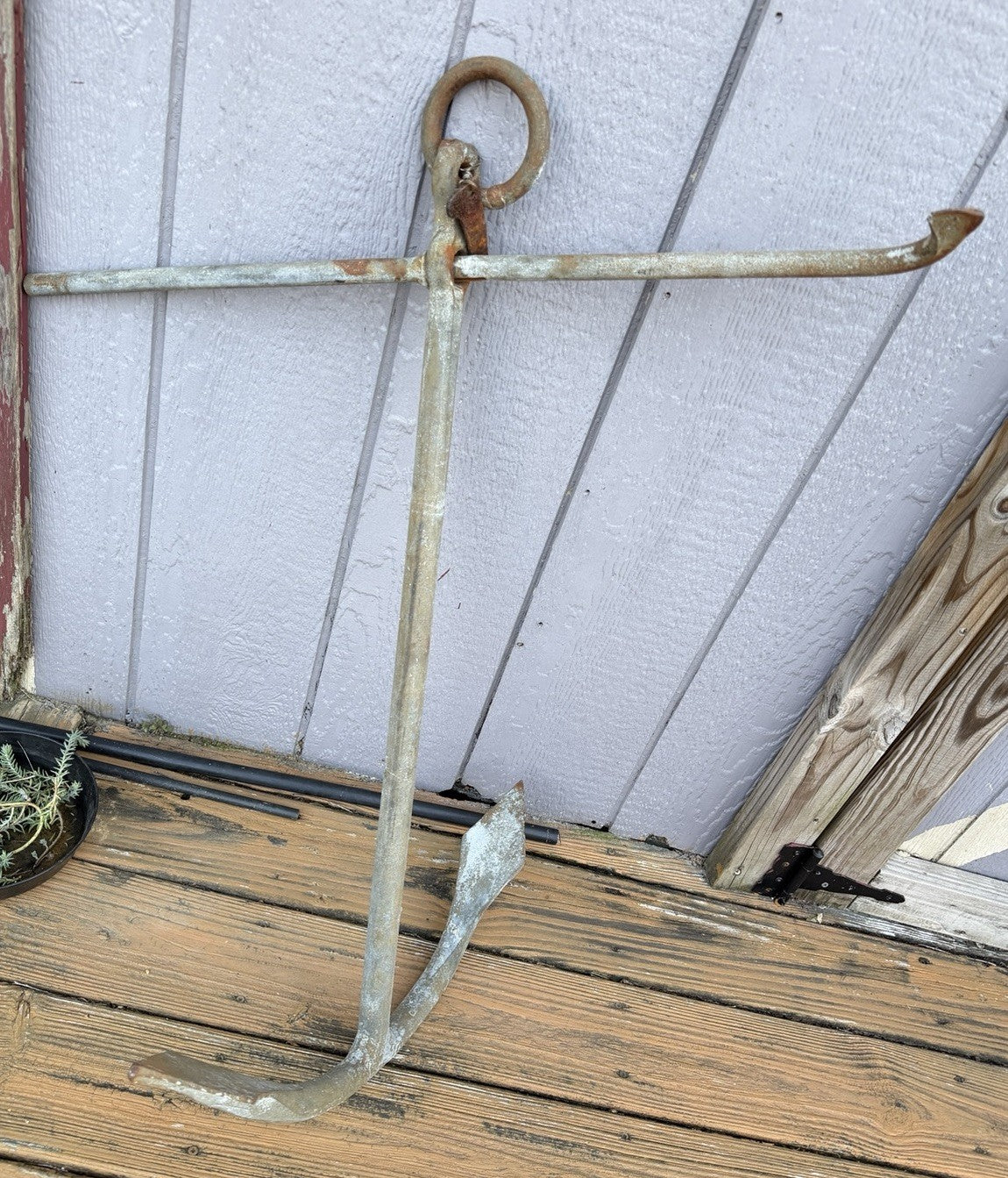 Antique 20lb Admiralty Yacht Anchor w/ Folding Stock & Key Fisherman Nautical