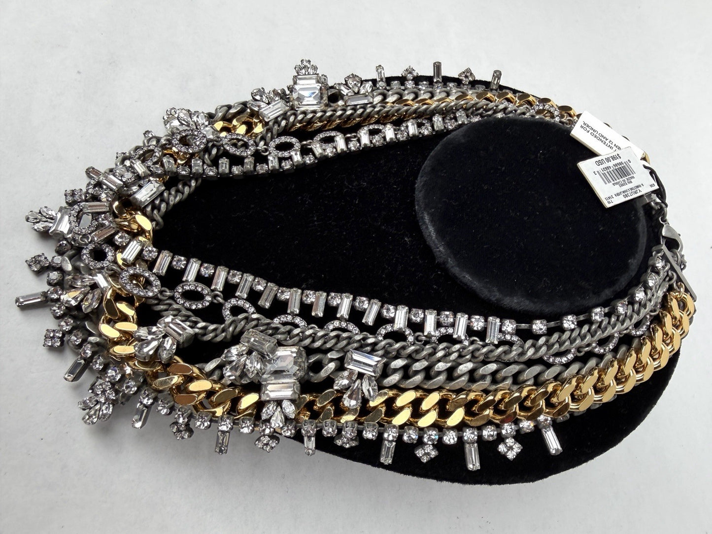 Vintage Y2K JUICY COUTURE Necklace Layered 6-Strand Chain & Crystal Gold Silver