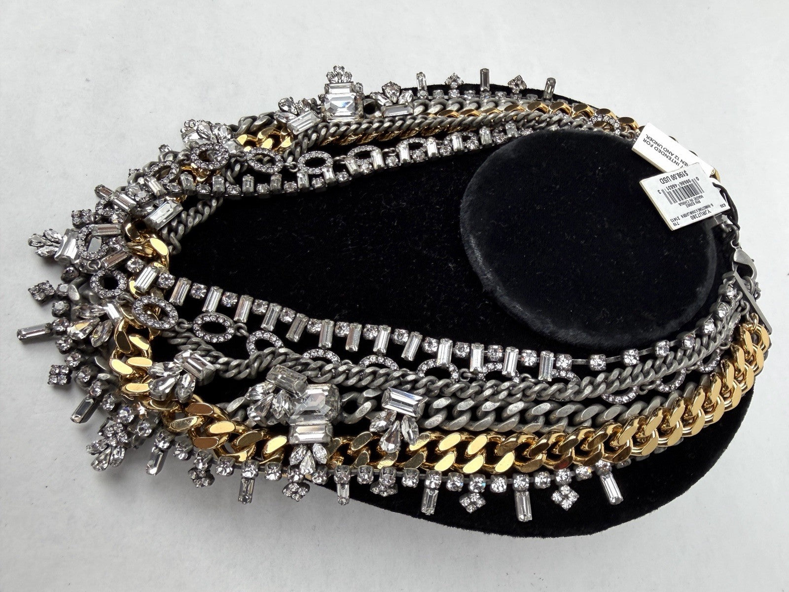 Vintage Y2K JUICY COUTURE Necklace Layered 6-Strand Chain & Crystal Gold Silver