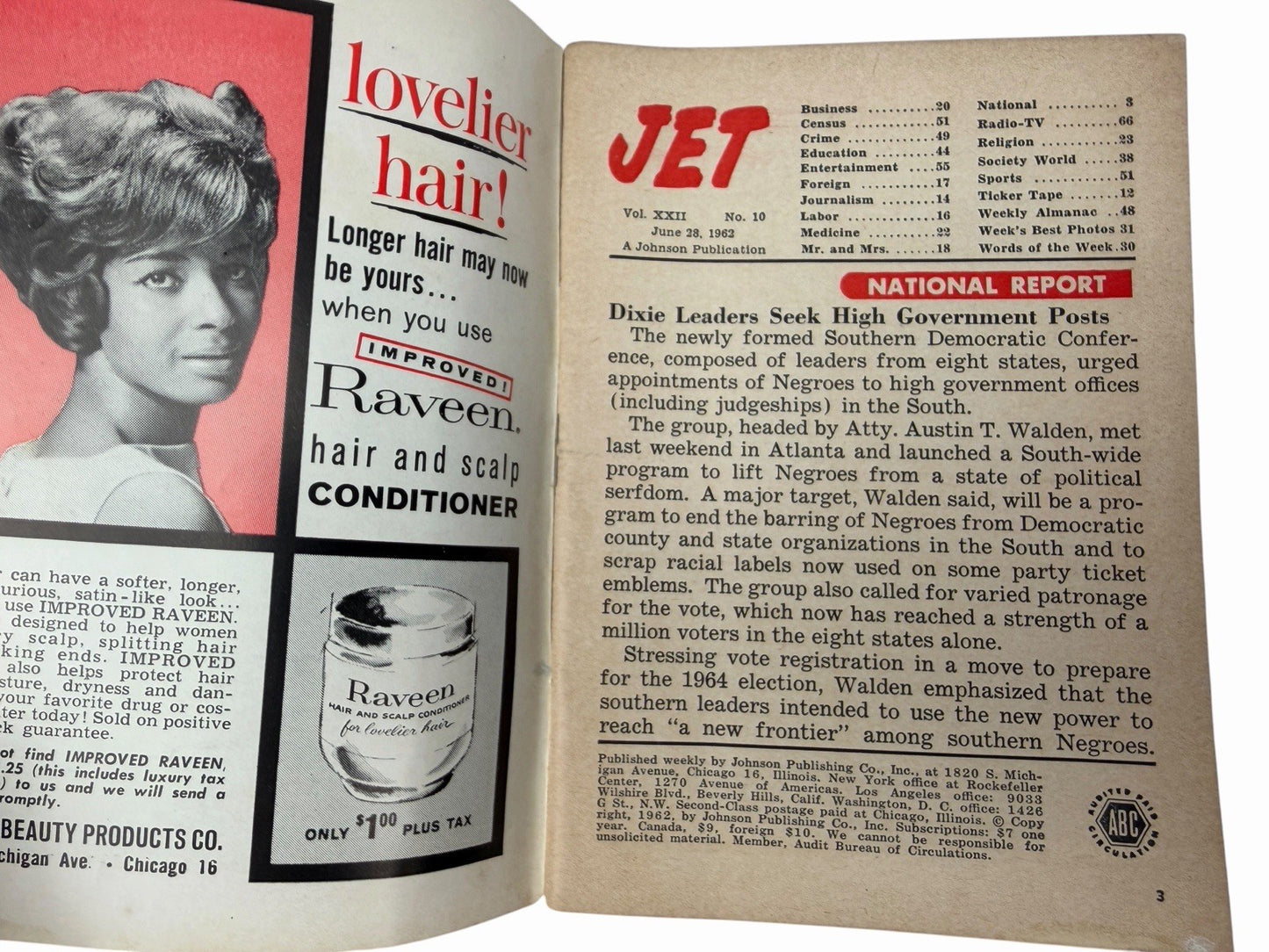 1962 JET Magazine LOT OF 4 Edward Johnson Joyce Bryant Hilda Simms Civil Rights