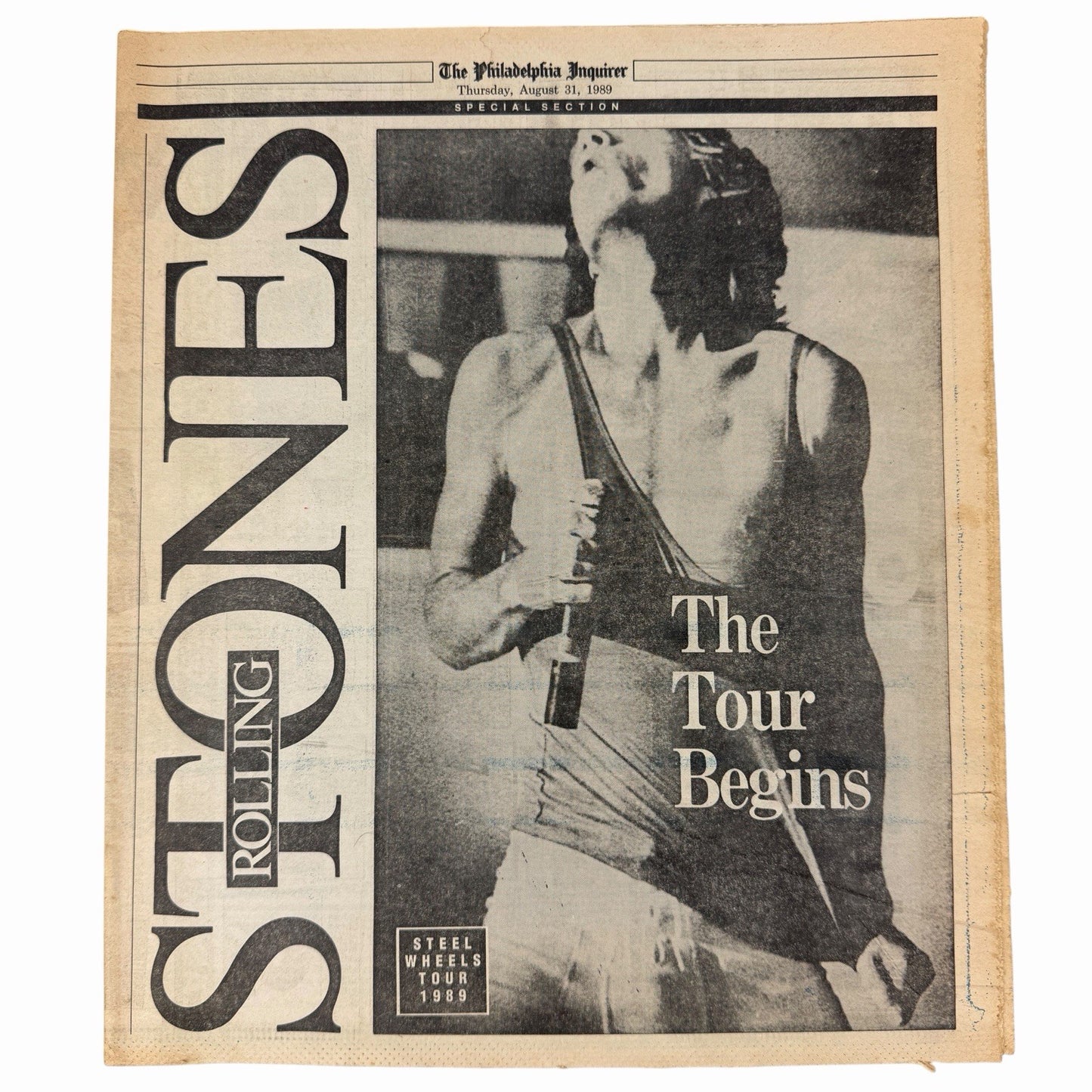 Vintage 1989 ROLLING STONES Steel Wheels Tour PHILADELPHIA INQUIRER Newspaper