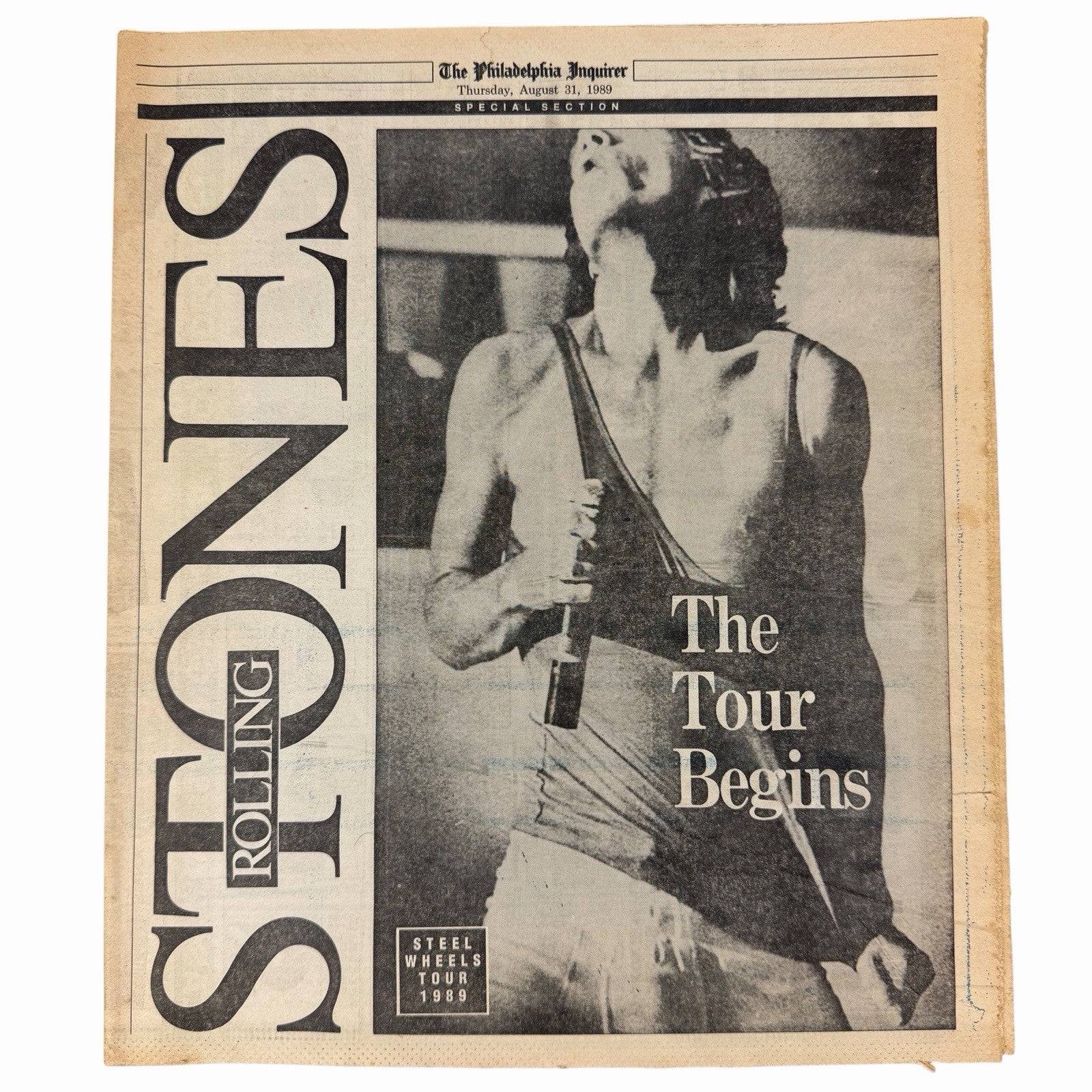 Vintage 1989 ROLLING STONES Steel Wheels Tour PHILADELPHIA INQUIRER Newspaper