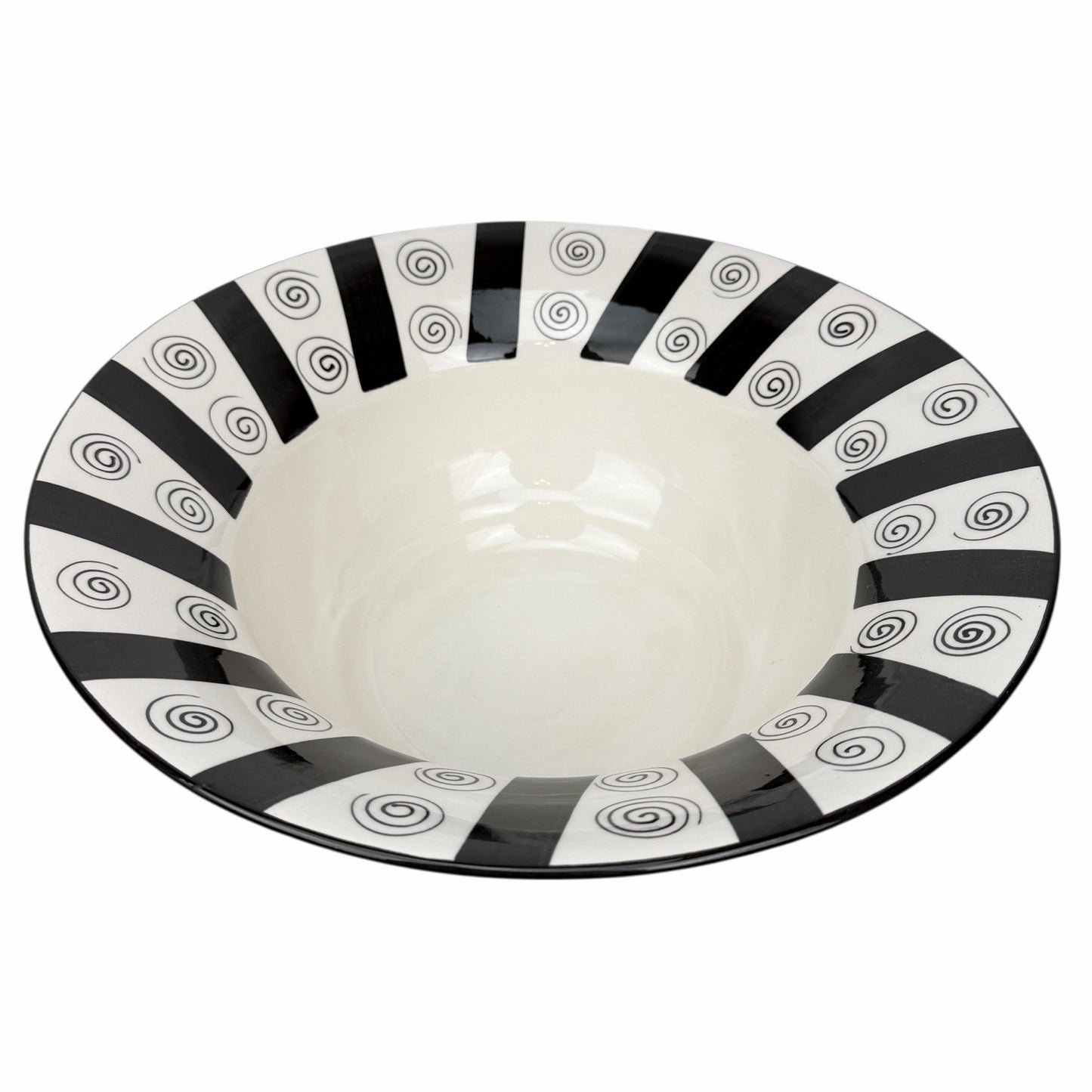 MIKASA Laurie Gates ANSONIA 15.5” Centerpiece Fruit Bowl BLACK & WHITE SWIRL