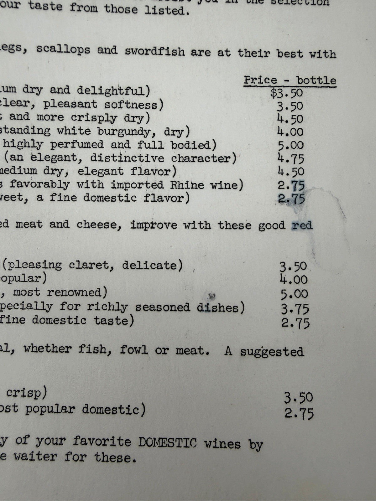 Vintage 1963 MITTERSILL Alpine Inn DINNER & WINE MENU Franconia Notch NH Austria