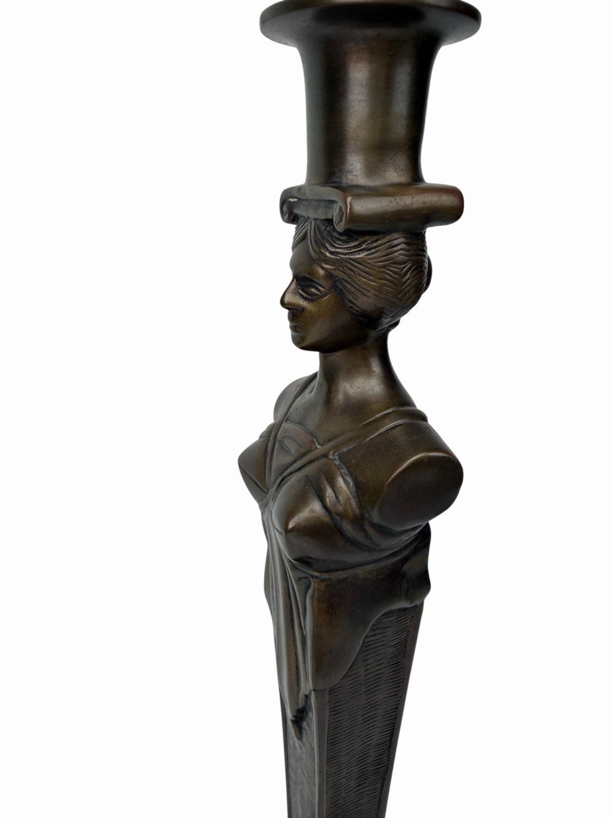 Vintage Hollywood Regency Neoclassical Caryatid Lady Brass Marble Table Lamp 32”