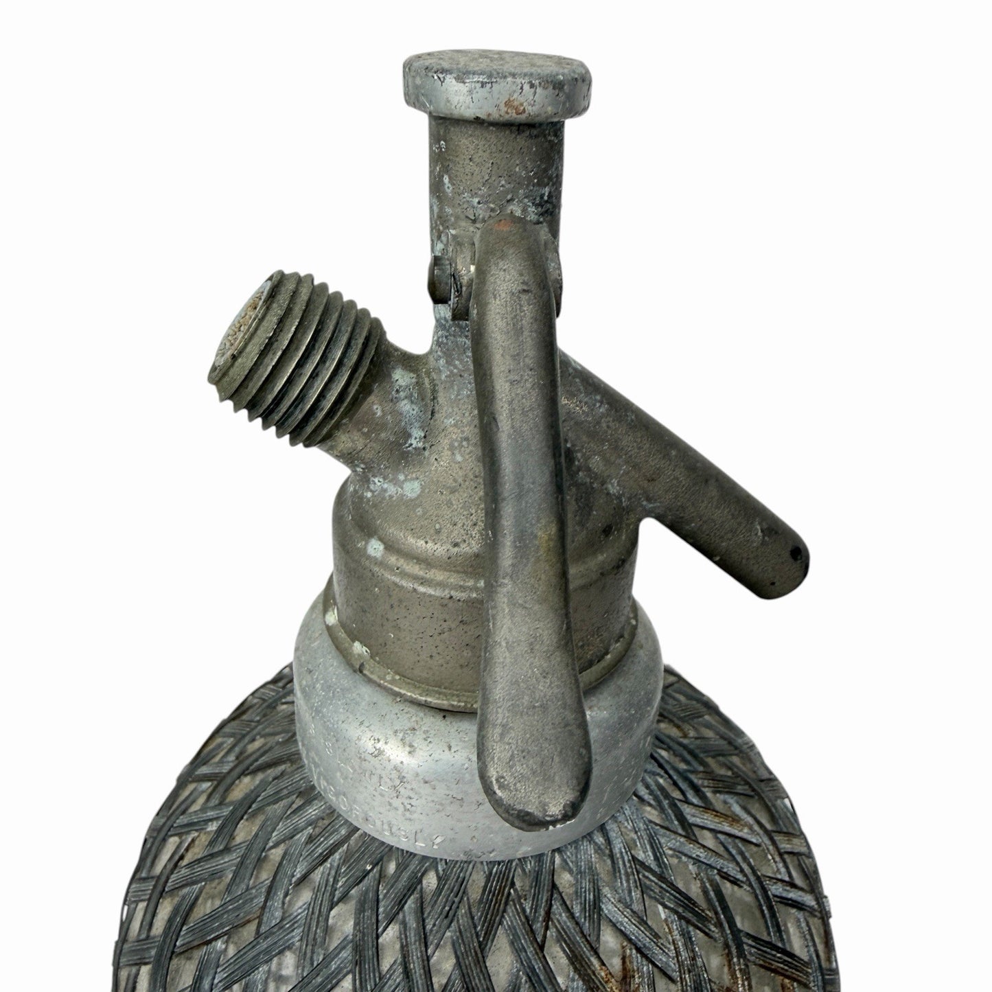Antique c1910 AERATORS LTD. Sparklet B Wire Mesh Glass Siphon Seltzer Bottle