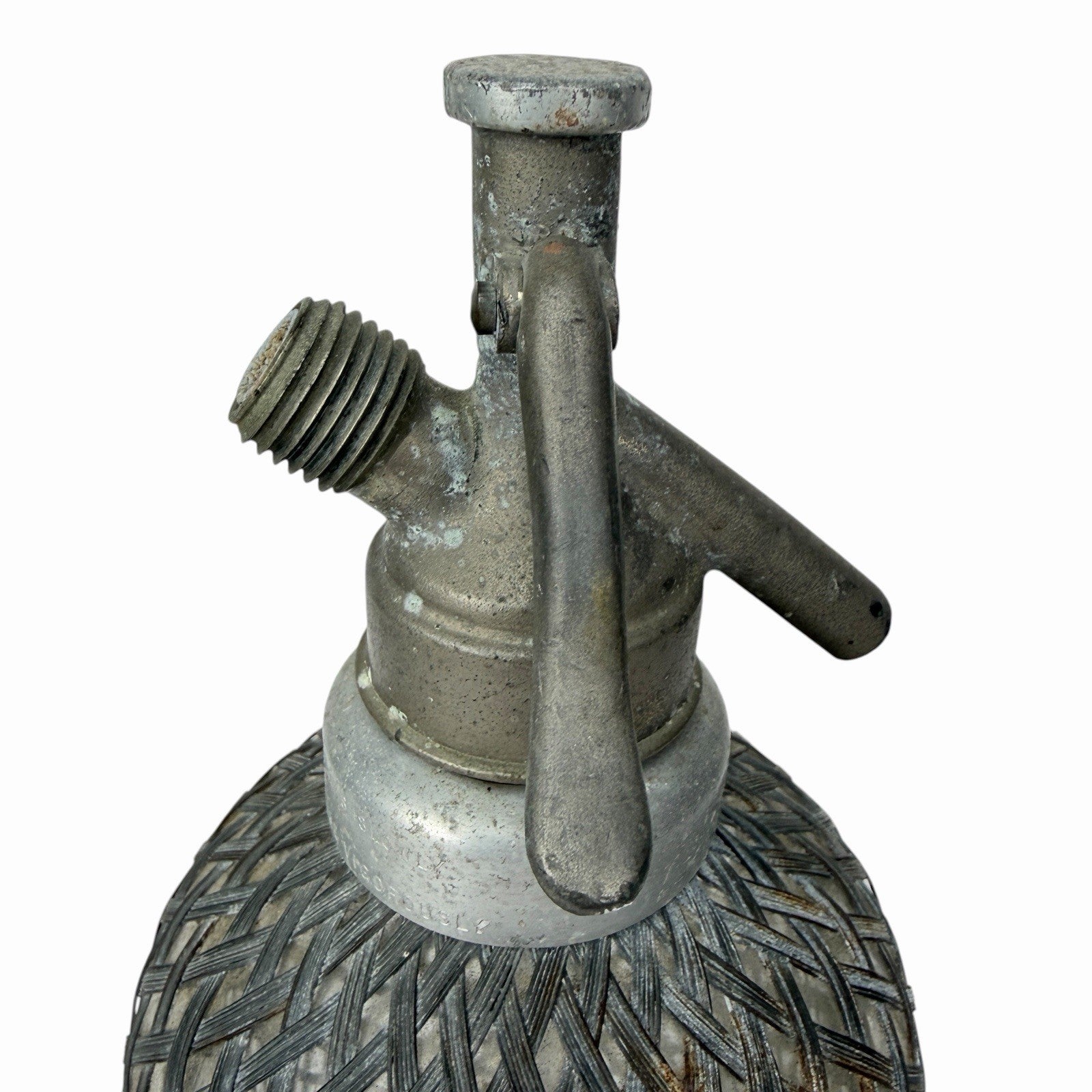 Antique c1910 AERATORS LTD. Sparklet B Wire Mesh Glass Siphon Seltzer Bottle