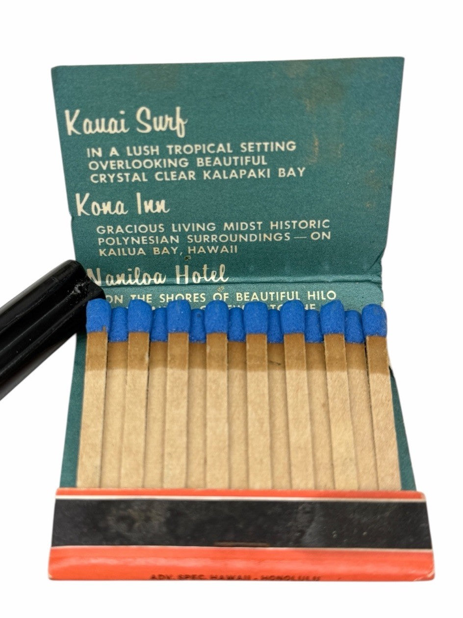 Vintage KONA INN & NANILOA HOTEL Hilo Kailua HAWAII Matchbooks MCM Art Design