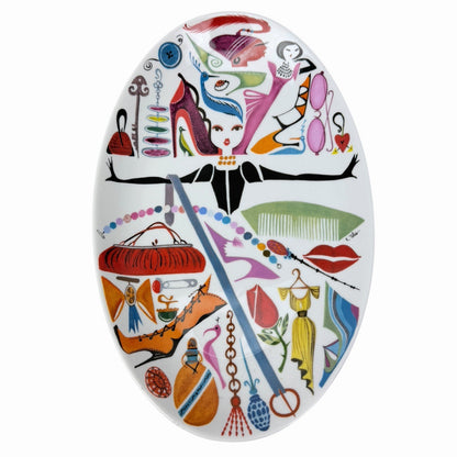NORDSTROM Fashion Oval SERVING PLATTER Divas Shoes Purses Artist R Toledo Plate