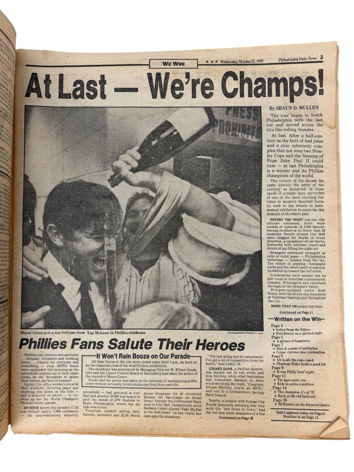 Vintage Oct 22, 1980 PHILLIES World Series WIN Philadelphia Daily News NEWSPAPER