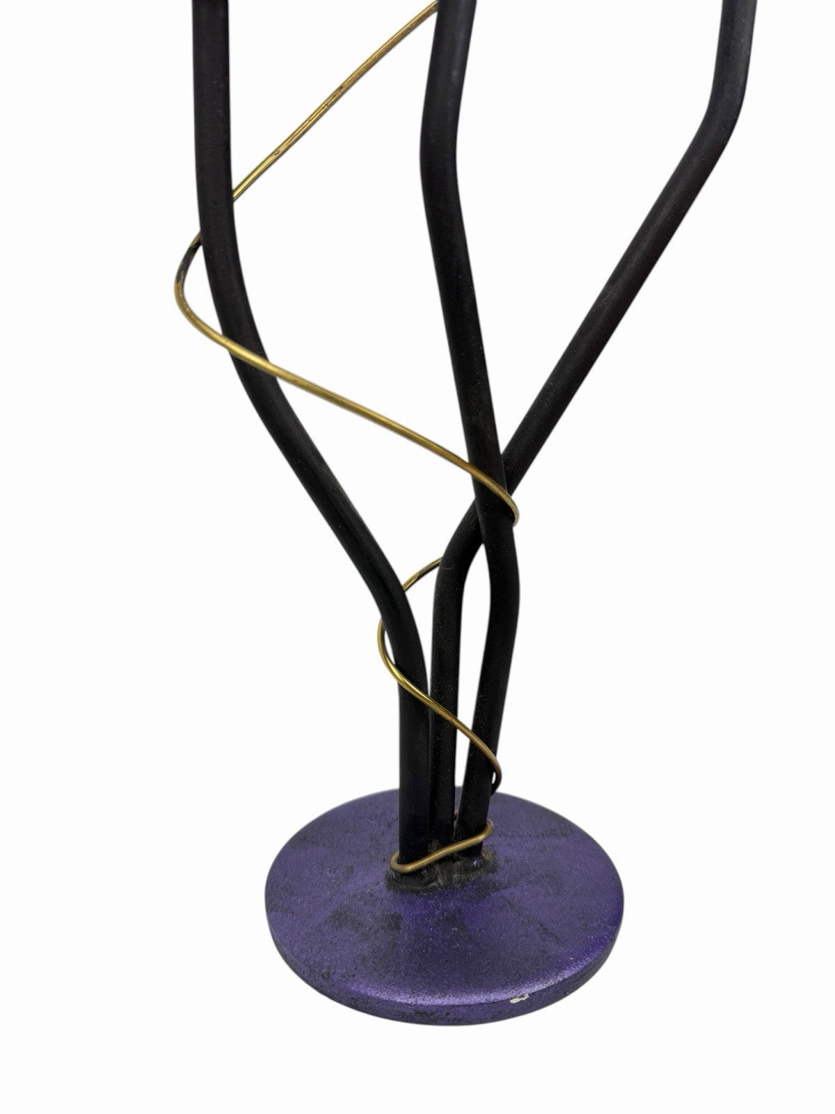 Vintage Postmodern 3 CANDLE HOLDER 19” Purple Metal Sculpture Candelabra Memphis
