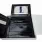 LEE SANDS Black EEL SKIN LEATHER Bifold Wallet RFID Window Flap NEW IN BOX