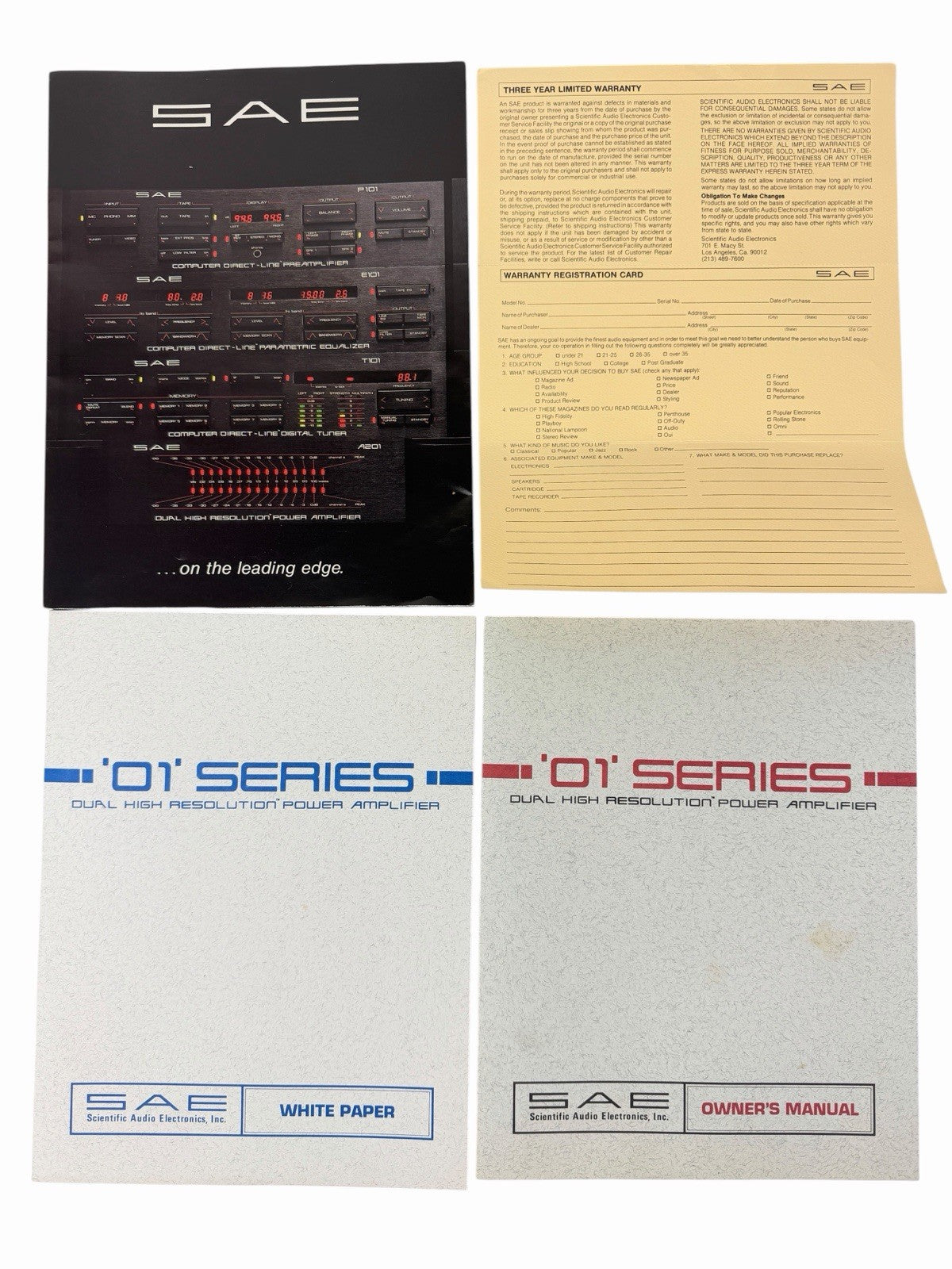 SAE A-201 A201 “01 Series” Dual High Resolution Power Amplifier VINTAGE IN BOX