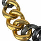 Vintage Gold & Gray Lucite Chunky Cuban Chain Link Necklace ITALY Luisa Spagnoli