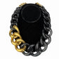 Vintage Gold & Gray Lucite Chunky Cuban Chain Link Necklace ITALY Luisa Spagnoli