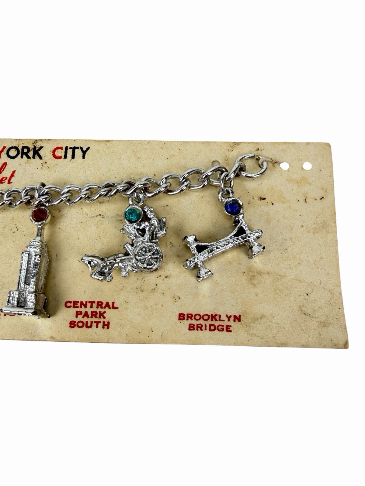 Vintage 1950’s NEW YORK CITY NYC Souvenir Charm Bracelet w/ Original Card ENCO