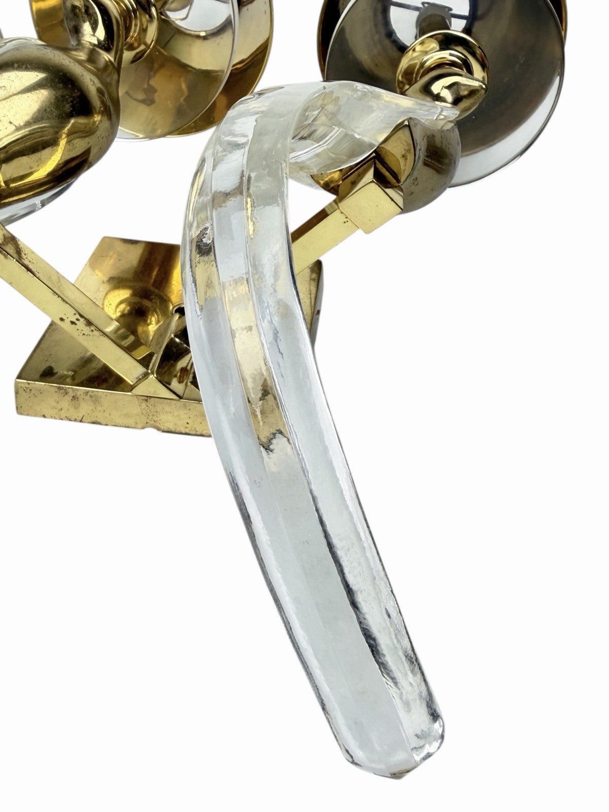 Vintage NULCO Birds Of Paradise SCONCE Double CRYSTAL & BRASS w/ Shades