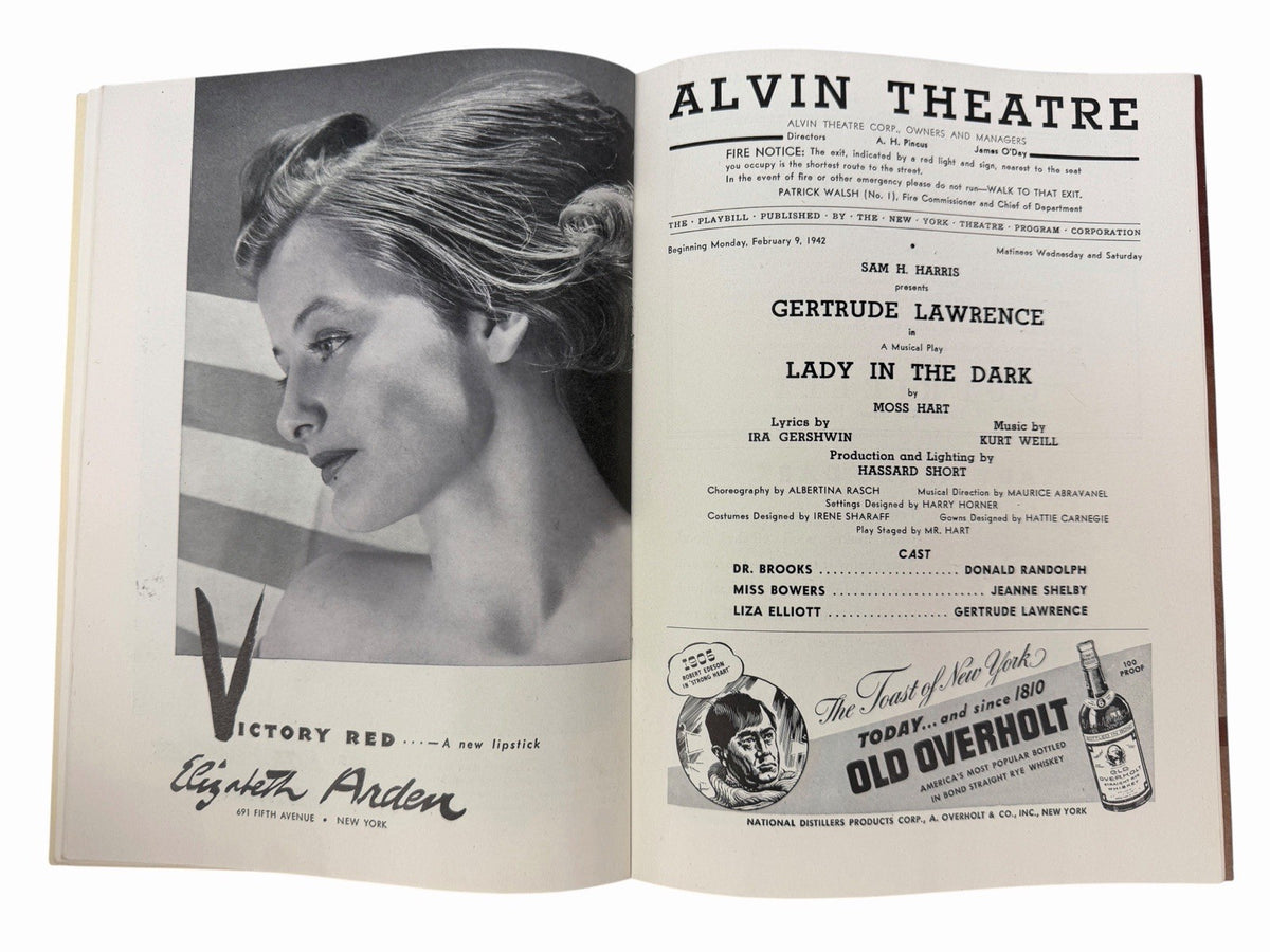 February 1942 Alvin Theatre Playbill Lady In The Dark Gertrude Lawrence Broadway
