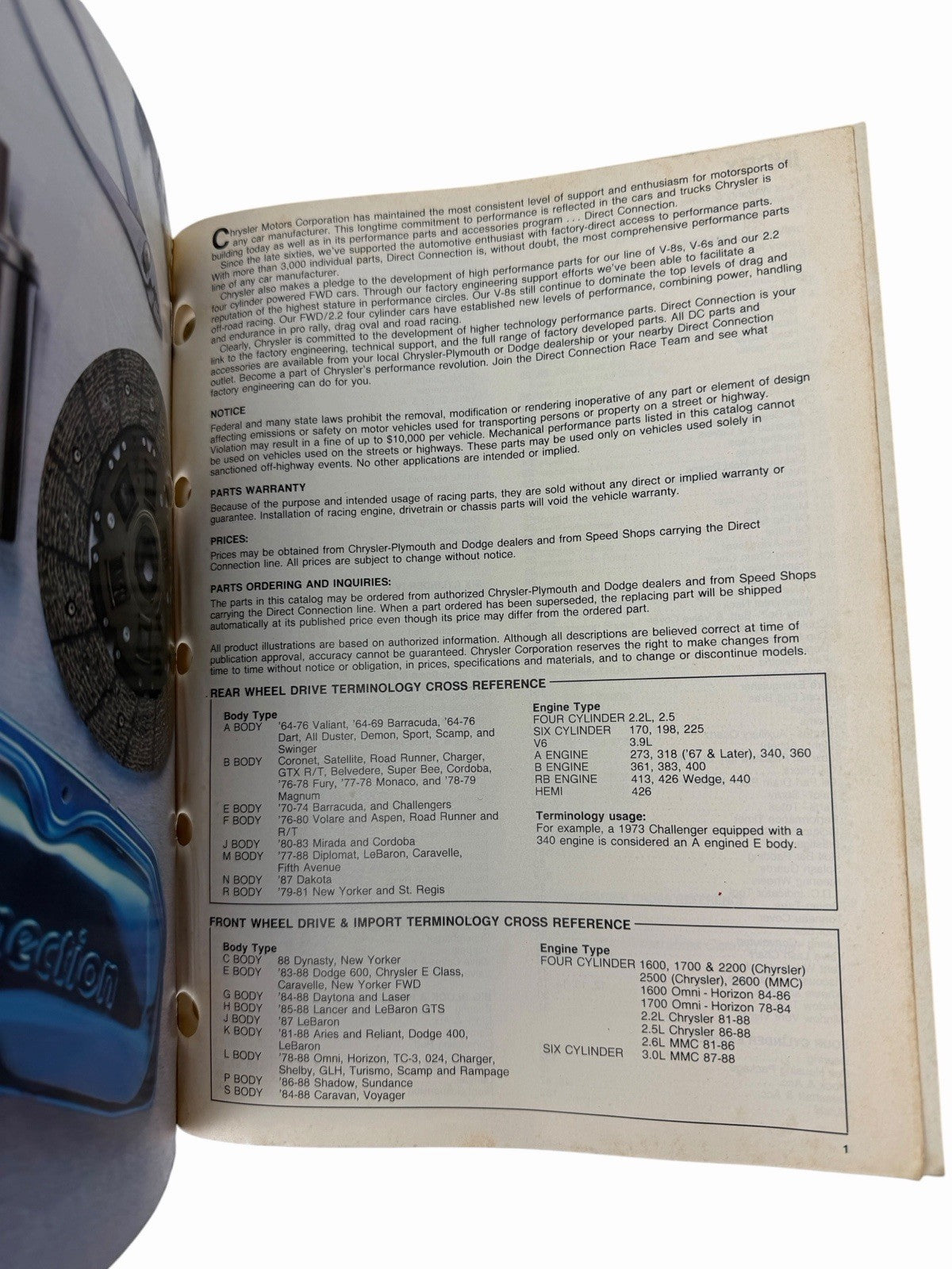 1988 Direct Connection Mopar Performance Parts Catalog 'Cuda Challenger Charger