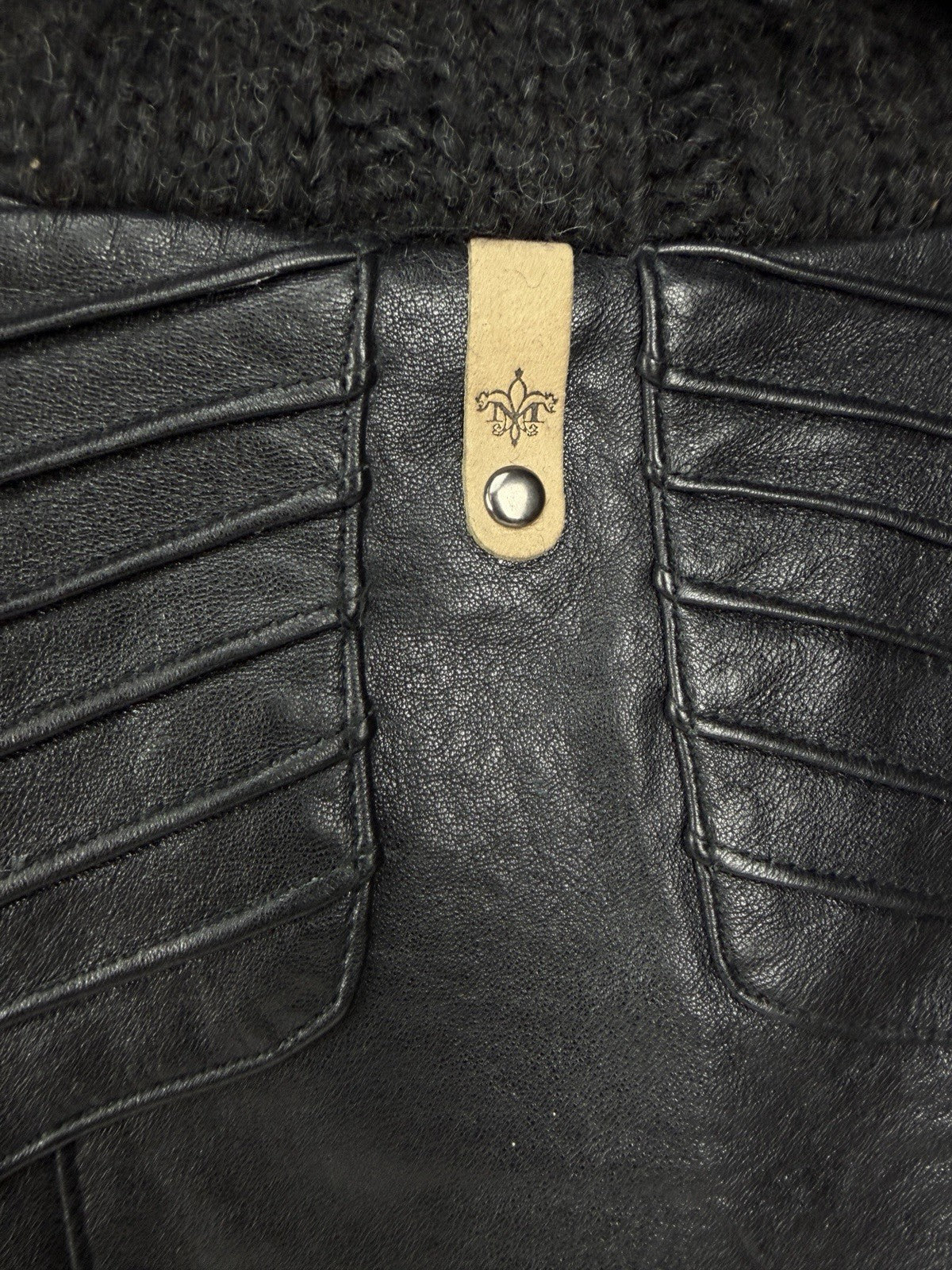 MACKAGE Lambskin Leather & Wool Biker Jacket Lined Coat SIZE SMALL Black