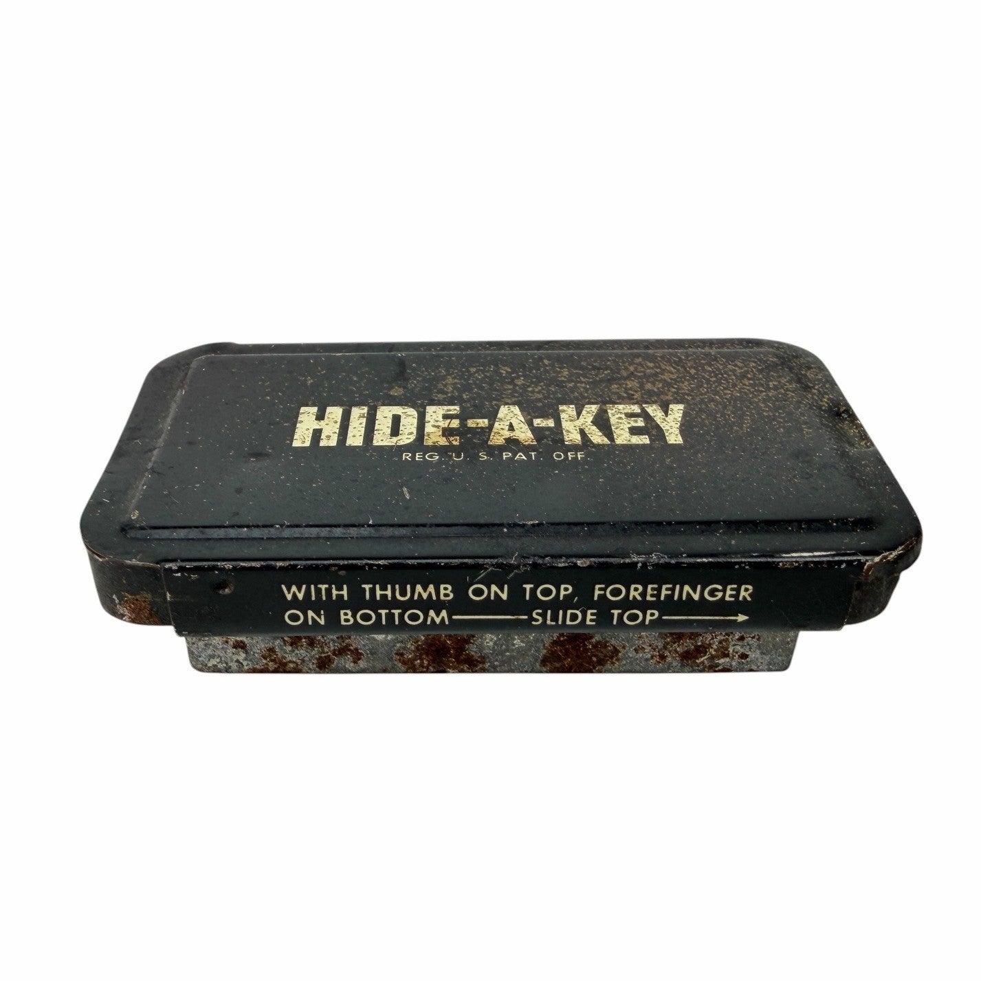 Vintage 1970’s Magnetic Hide A Key Storage Metal Slider Box Tray Emergency Spare