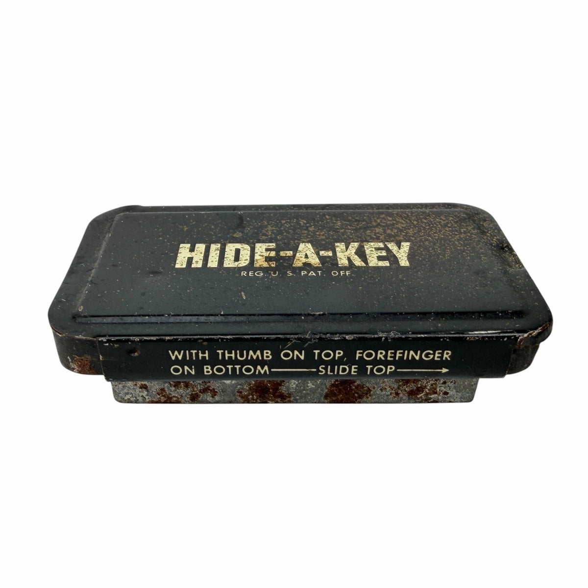Vintage 1970’s Magnetic Hide A Key Storage Metal Slider Box Tray Emergency Spare
