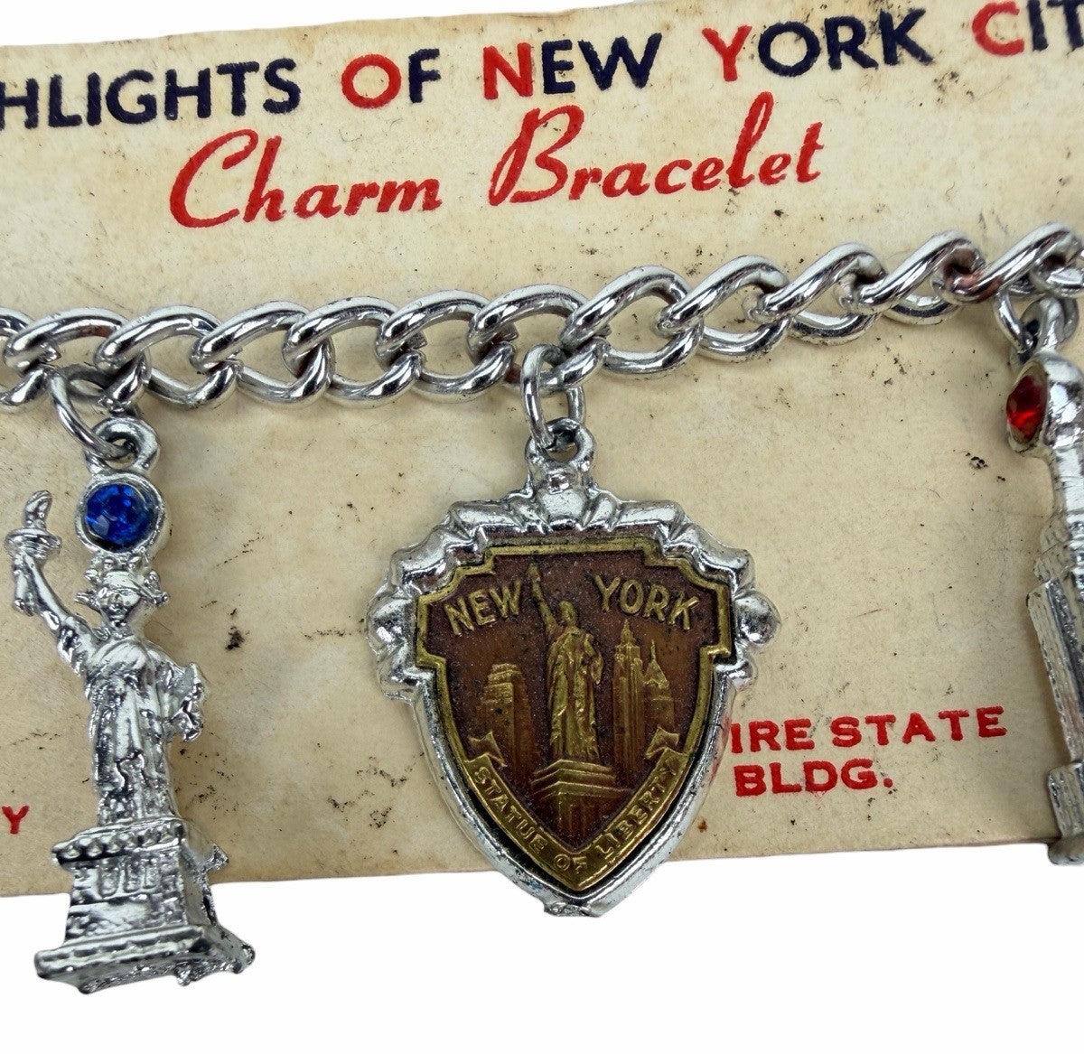 Vintage 1950’s NEW YORK CITY NYC Souvenir Charm Bracelet w/ Original Card ENCO