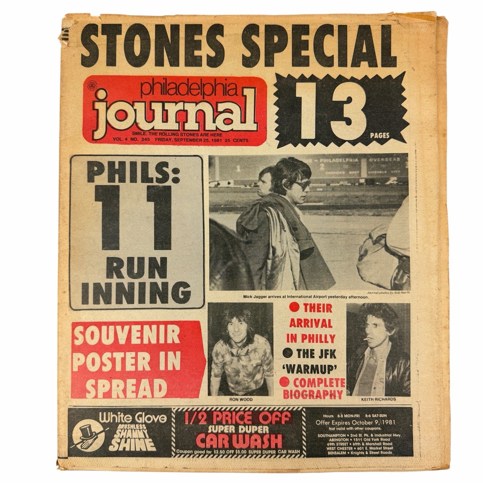 ROLLING STONES Sept 25, 1981 Philadelphia Journal NEWSPAPER Poster & 13pg Spread