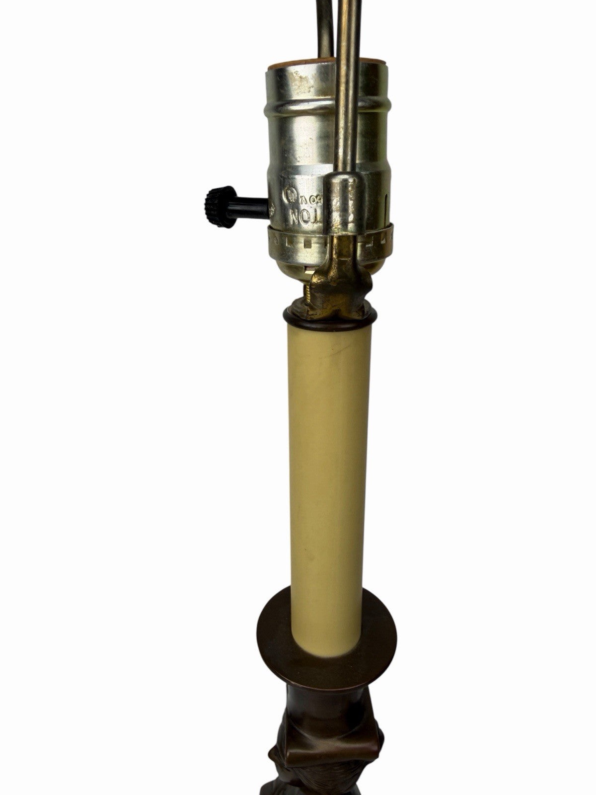 Vintage Hollywood Regency Neoclassical Caryatid Lady Brass Marble Table Lamp 32”
