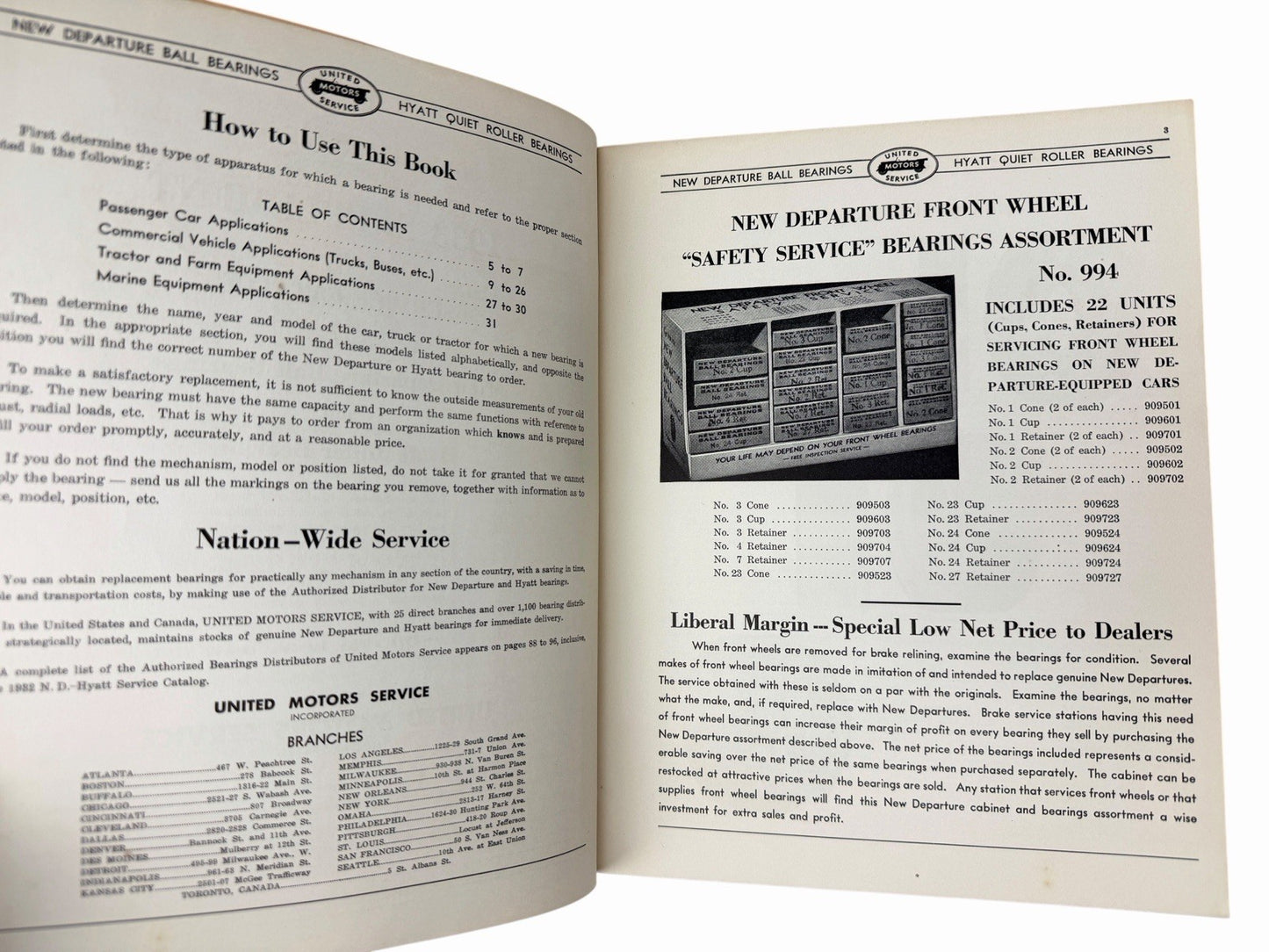 1933 New Departure & Hyatt Bearings Catalog Car & Truck GM United Motors Service