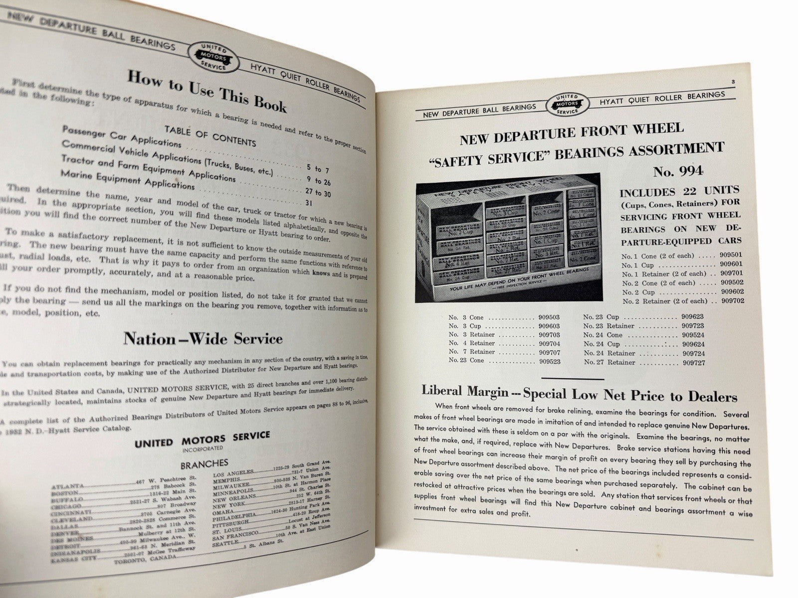 1933 New Departure & Hyatt Bearings Catalog Car & Truck GM United Motors Service