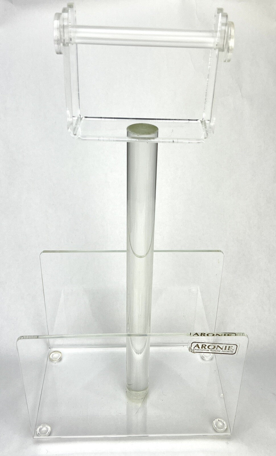 ARONIE Vintage MCM 1970’s Lucite Acrylic MAGAZINE RACK TOILET PAPER HOLDER STAND
