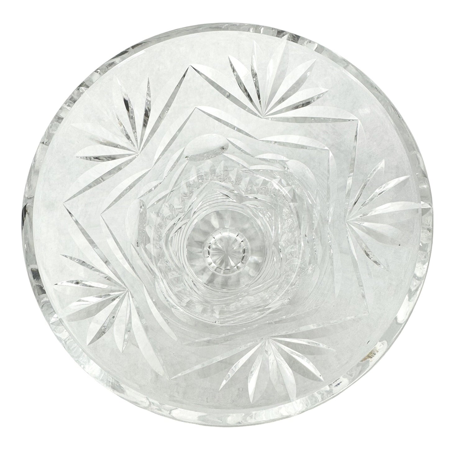 Vintage WATERFORD 10” Cut Crystal Fan Footed Flower Vase SIGNED Gothic Mark